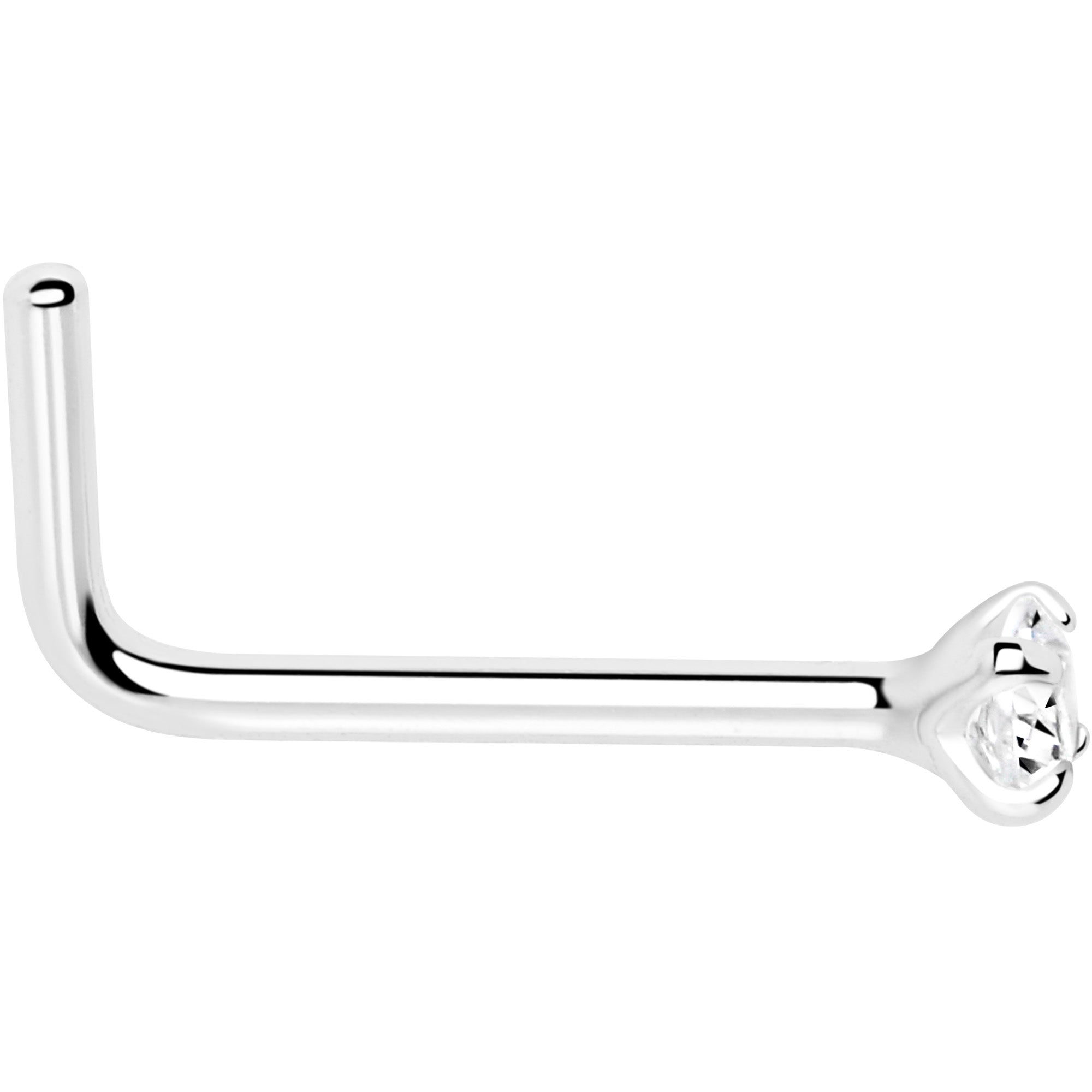BodyCandy 20G Gold Plated 925 Sterling Silver 2mm CZ L-Shape Nose Ring — lifestyle context