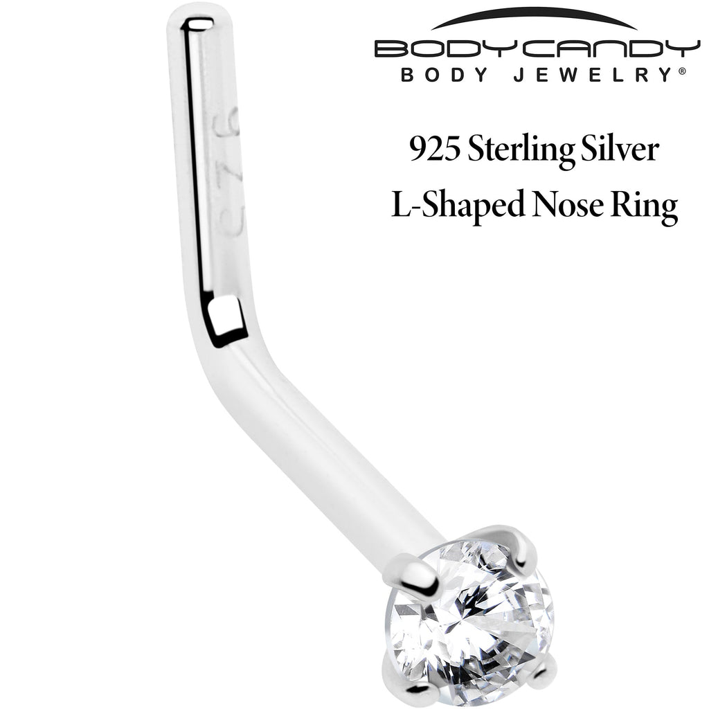 BodyCandy 20G Gold Plated 925 Sterling Silver 2mm CZ L-Shape Nose Ring — alternative angle
