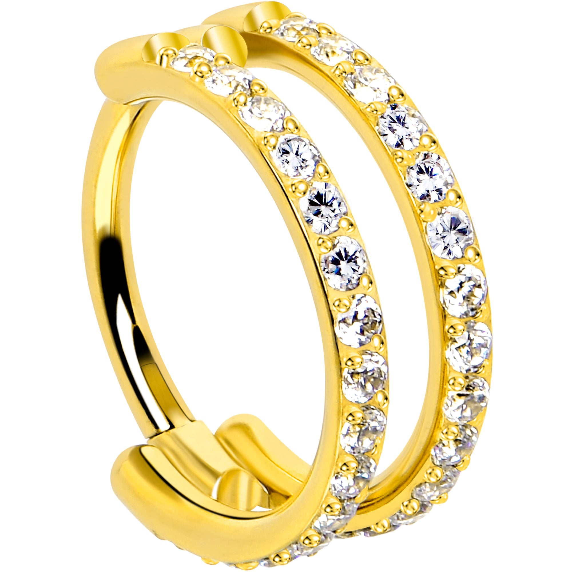 BodyCandy 18G Double Row Micro Gem Implant Grade Titanium Hinged Double Hoop Nose Ring — packaging