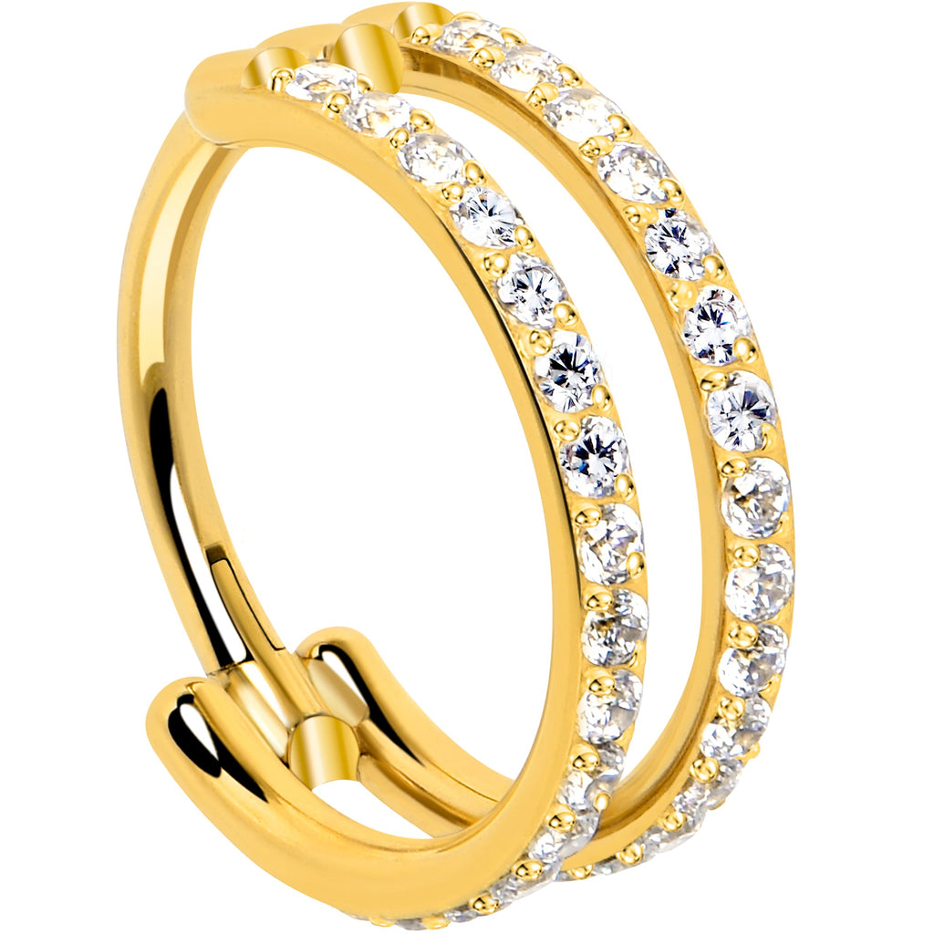 BodyCandy 18G Double Row Micro Gem Implant Grade Titanium Hinged Double Hoop Nose Ring — comparison shot