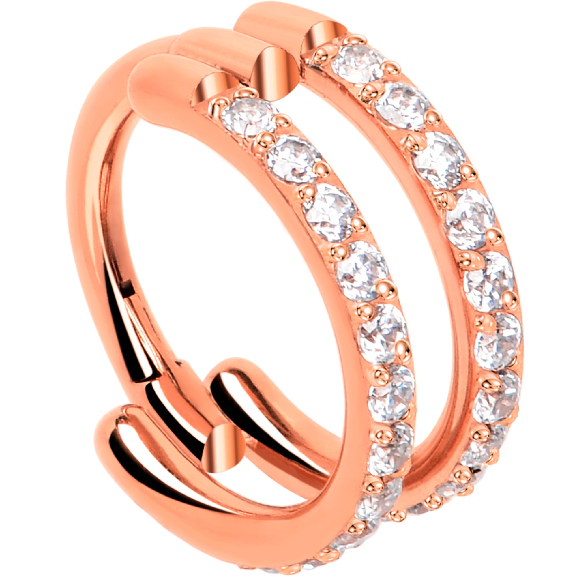 BodyCandy 18G Double Row Micro Gem Implant Grade Titanium Hinged Double Hoop Nose Ring — fabric or material detail