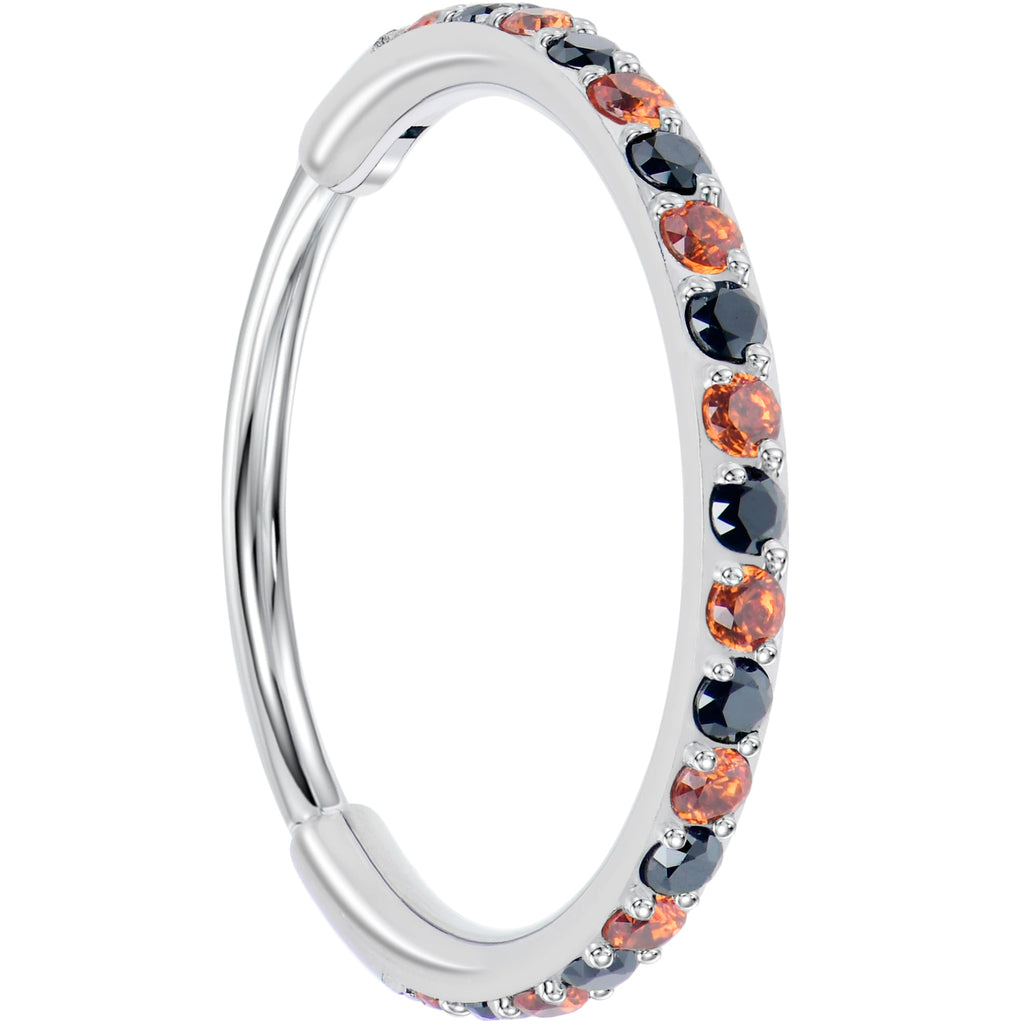 BodyCandy 20G Micro Gem Titanium Hinged Nose Hoop - Black Orange Nose Ring — back view