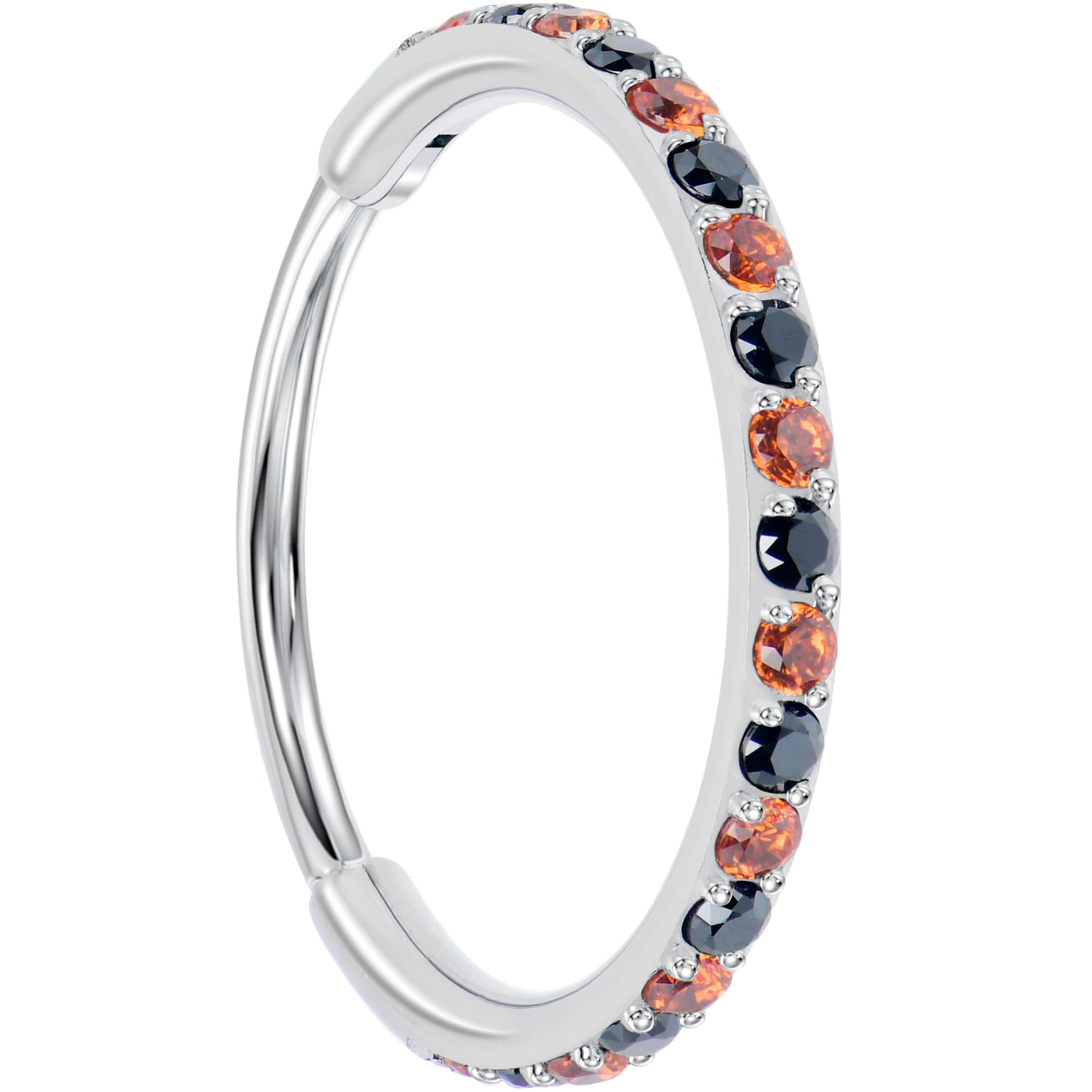 BodyCandy 20G Micro Gem Titanium Hinged Nose Hoop - Black Orange Nose Ring — back view