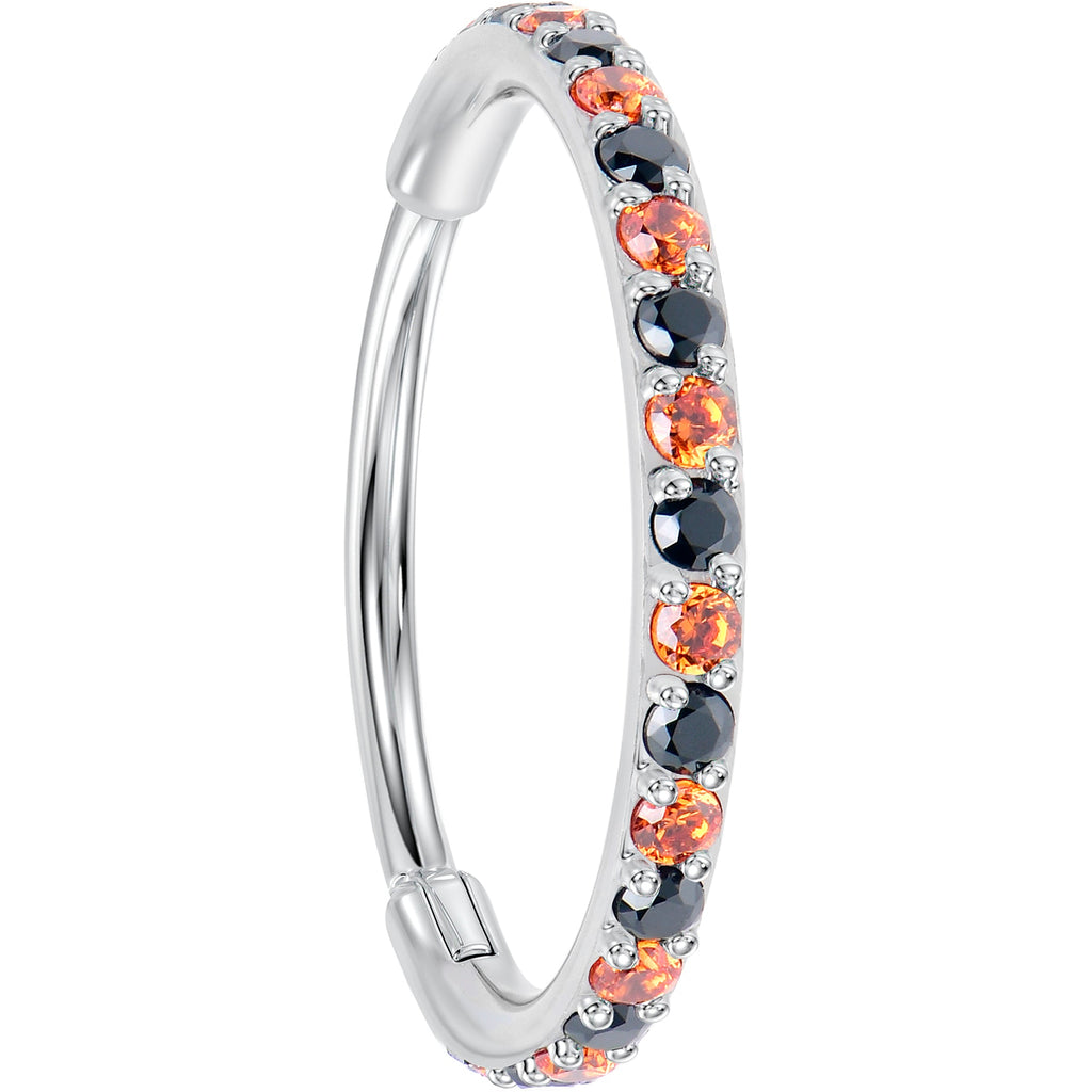 BodyCandy 20G Micro Gem Titanium Hinged Nose Hoop - Black Orange Nose Ring — main product shot