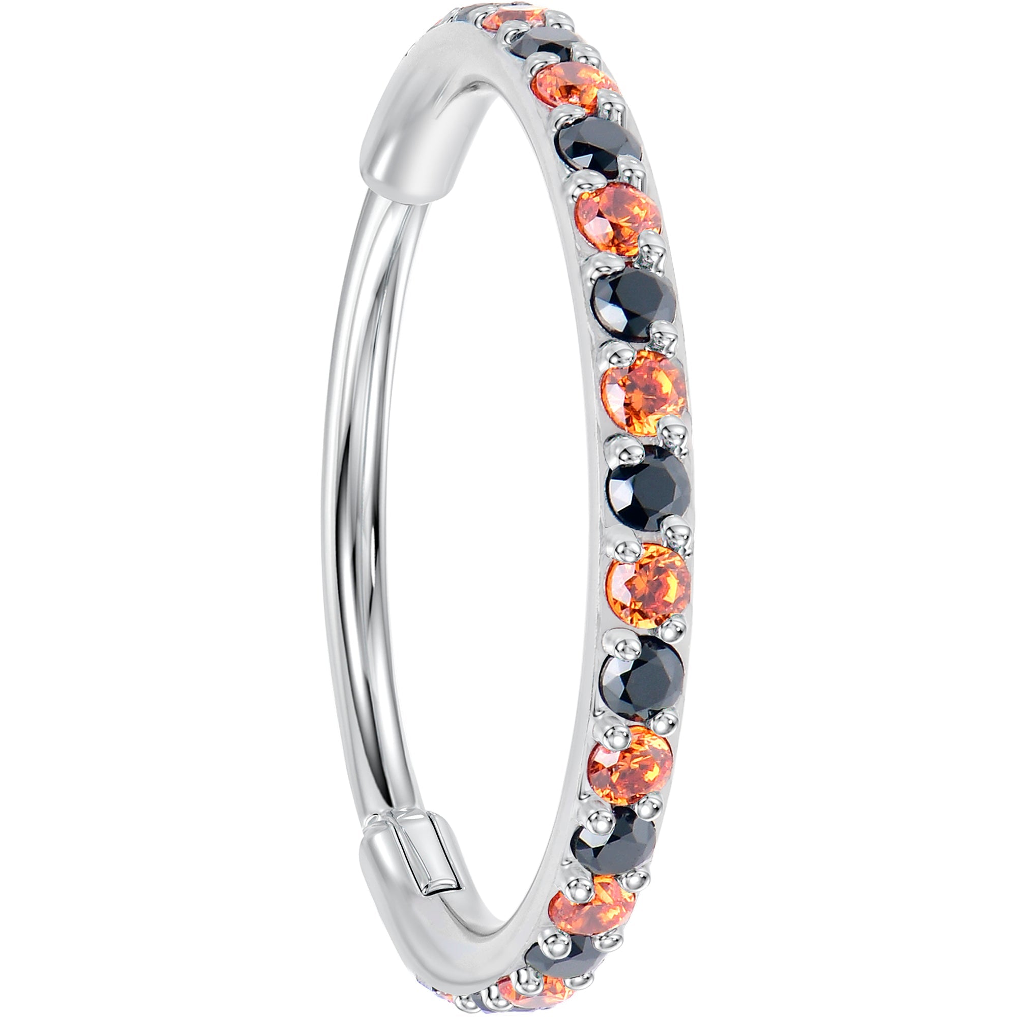 BodyCandy 20G Micro Gem Titanium Hinged Nose Hoop - Black Orange Nose Ring — main product shot