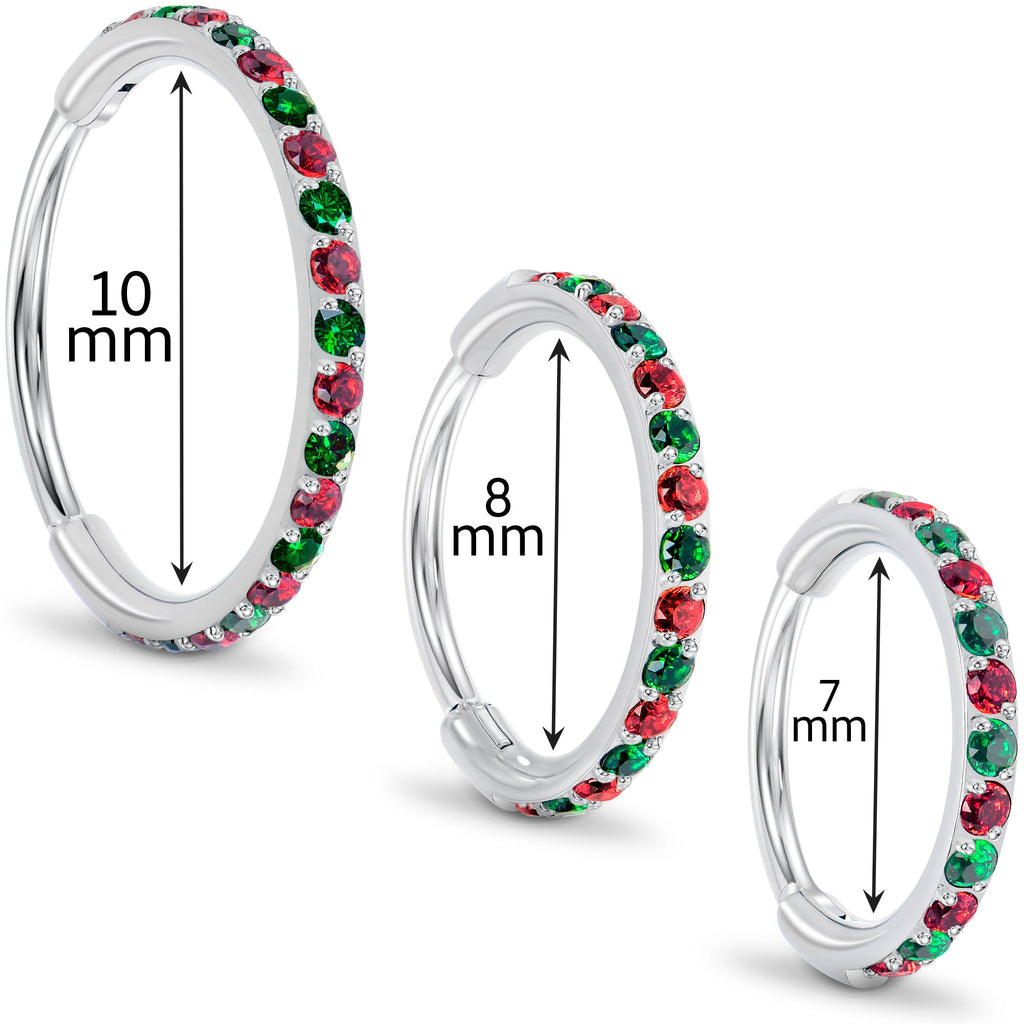 BodyCandy 20G Micro Gem Titanium Hinged Nose Hoop - Christmas Nose Ring — side view