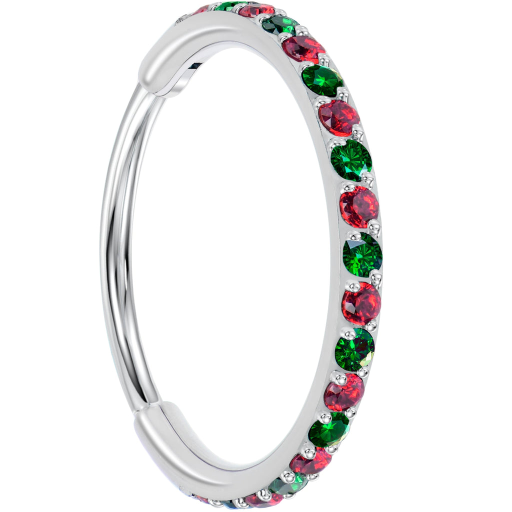 BodyCandy 20G Micro Gem Titanium Hinged Nose Hoop - Christmas Nose Ring — alternative angle