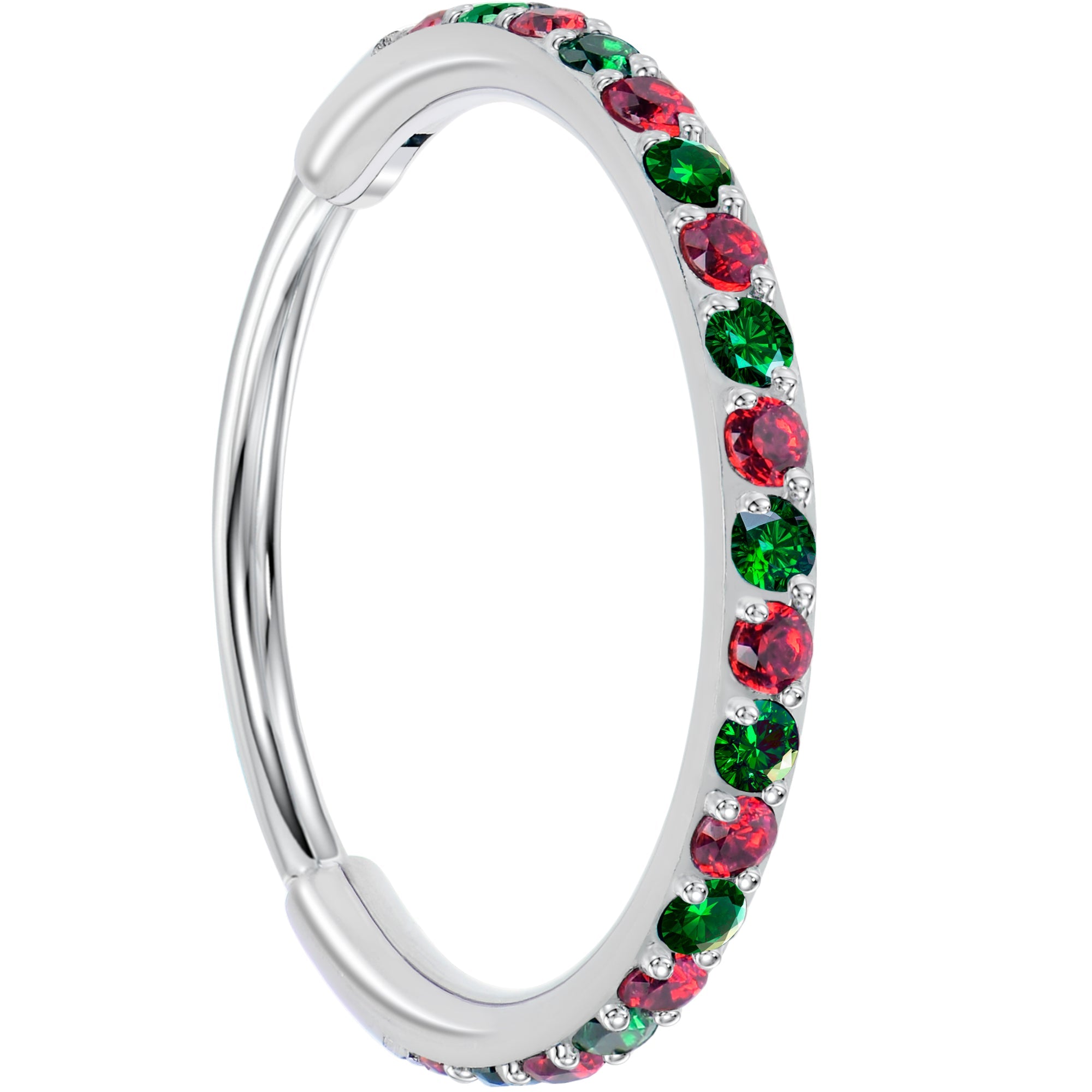 BodyCandy 20G Micro Gem Titanium Hinged Nose Hoop - Christmas Nose Ring — alternative angle
