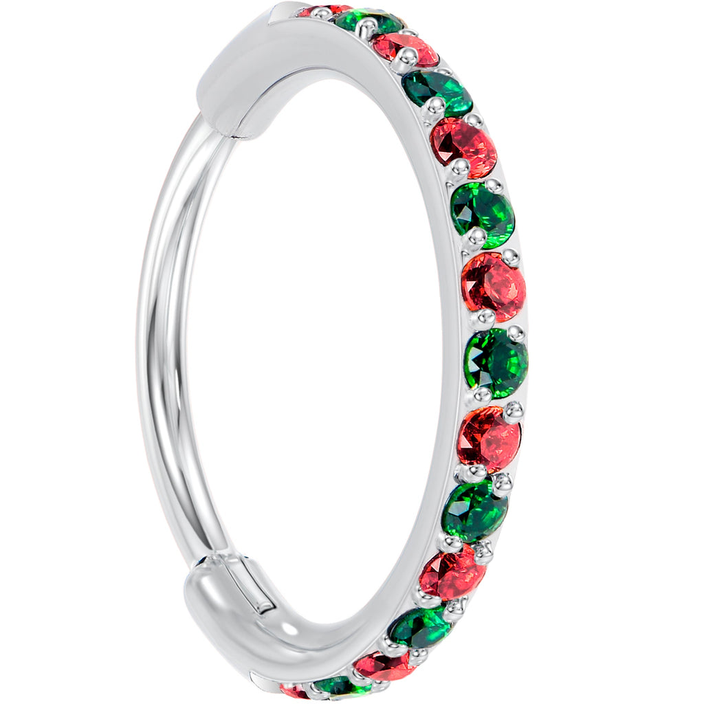 BodyCandy 20G Micro Gem Titanium Hinged Nose Hoop - Christmas Nose Ring — main product shot