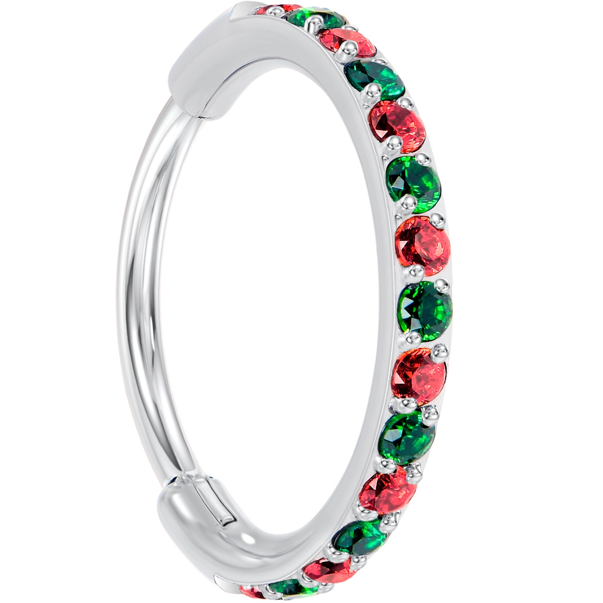 BodyCandy 20G Micro Gem Titanium Hinged Nose Hoop - Christmas Nose Ring — main product shot