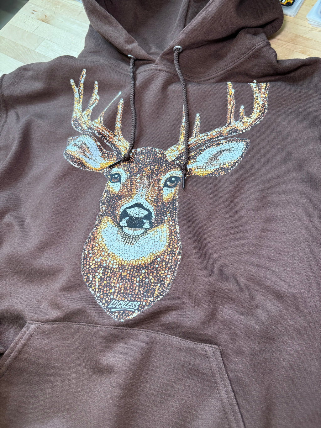 Luckless Outfitters Faux Rhinestone Buck Hoodie — in-use photo