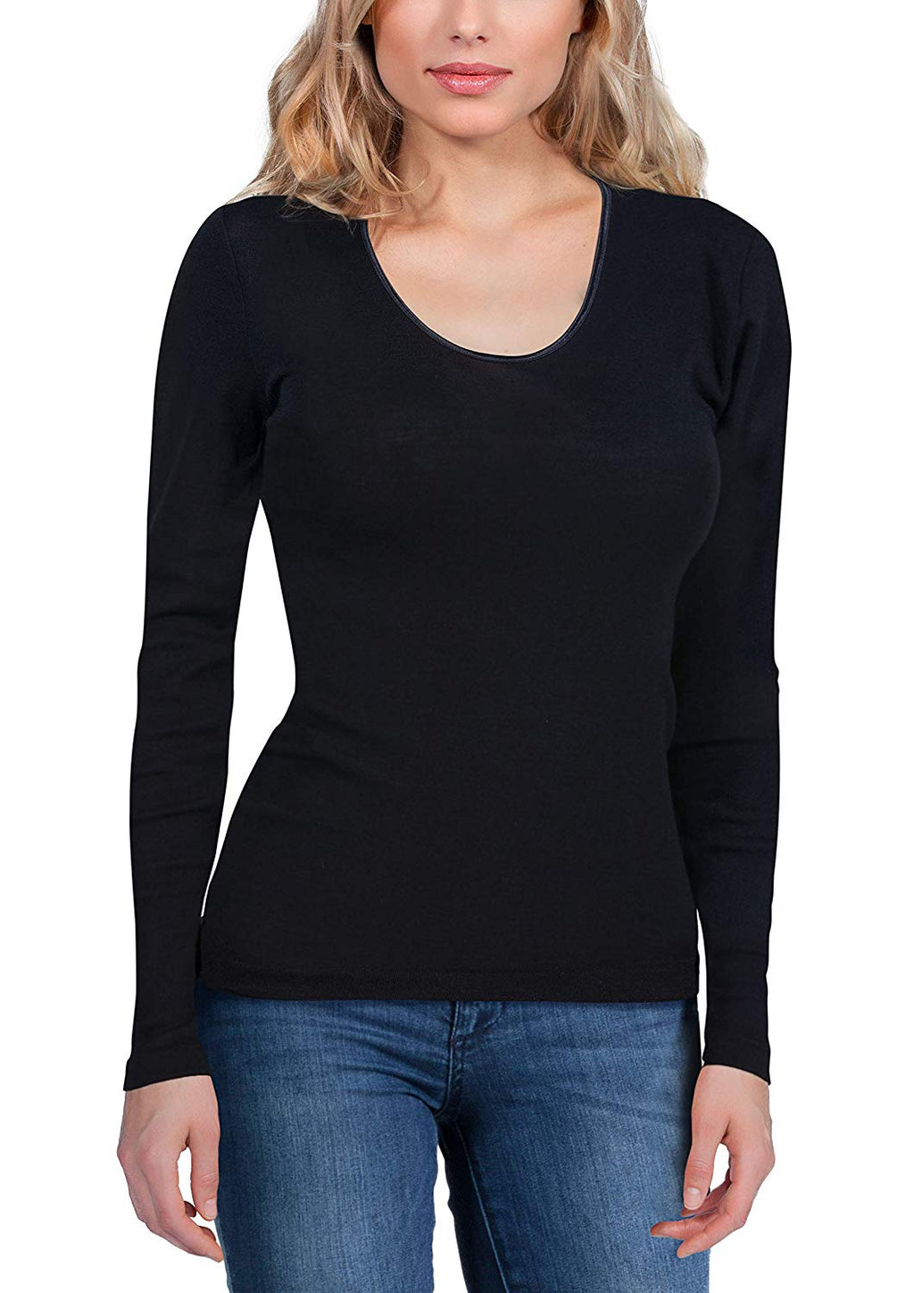 tittimitti EGi Luxury Merino Wool Silk Women's Long Sleeve T-Shirt. Proudly Made in Italy (143) — size reference