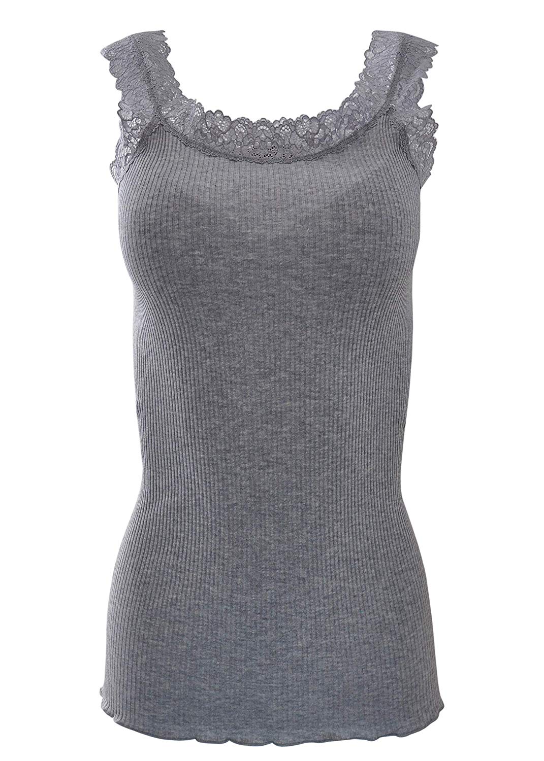 BASIC COTTON Free Spirit Premium Quality 100% Cotton Women's Lace Trim Tank Top Made in Italy — view 4