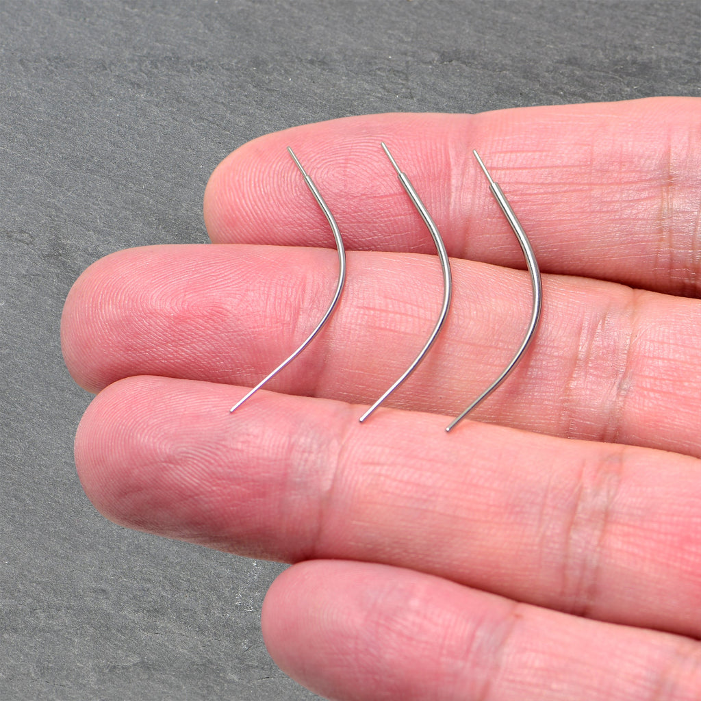 BodyCandy Stainless Steel Curved Insertion Tool, Threadless Insertion Pin Taper — size reference