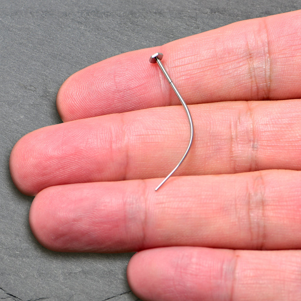 BodyCandy Stainless Steel Curved Insertion Tool, Threadless Insertion Pin Taper — in-use photo