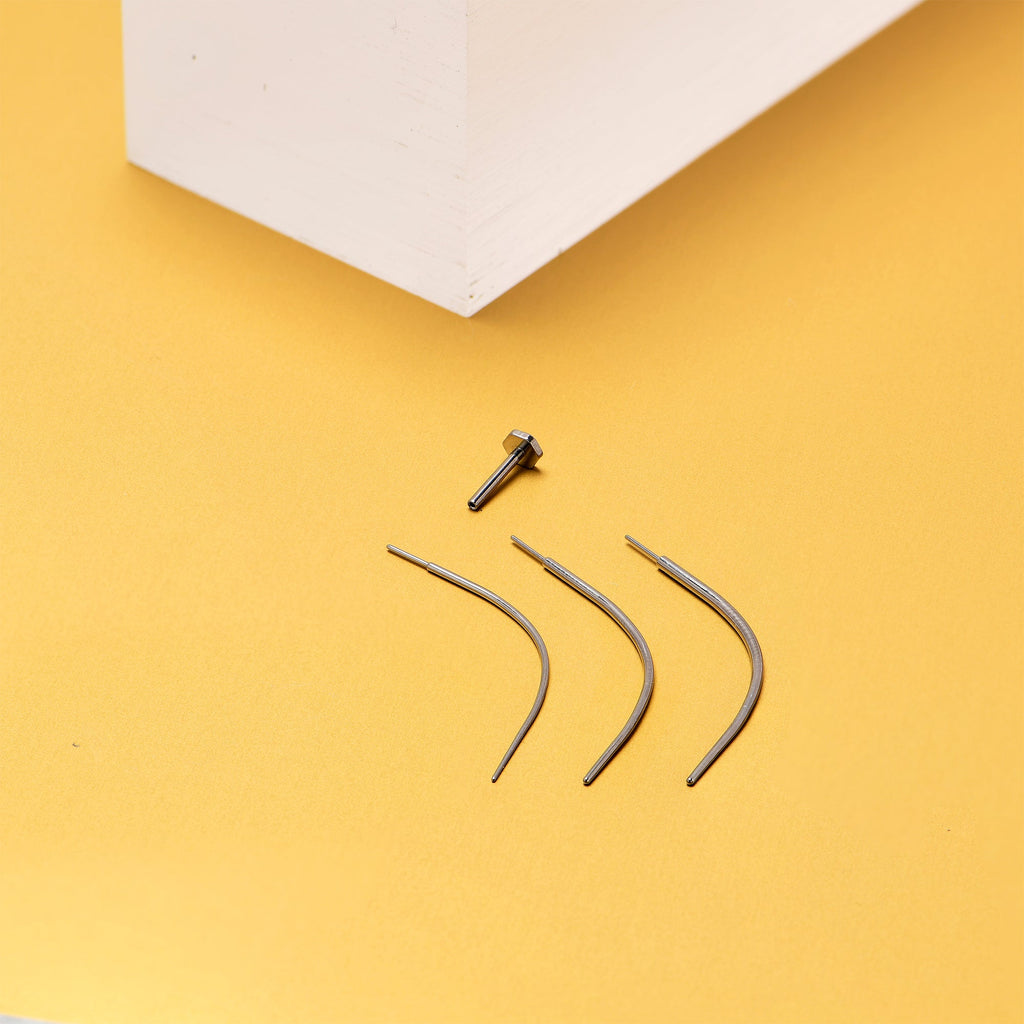 BodyCandy Stainless Steel Curved Insertion Tool, Threadless Insertion Pin Taper — alternative angle