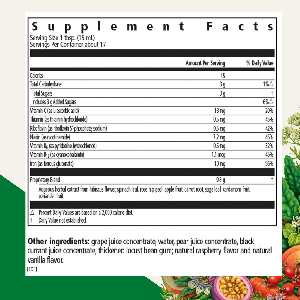 Floradix Liquid Dietary Supplement - Natural Iron & Vitamin Supplement for Adults & Children, Gluten-Free, 8.45 fl oz