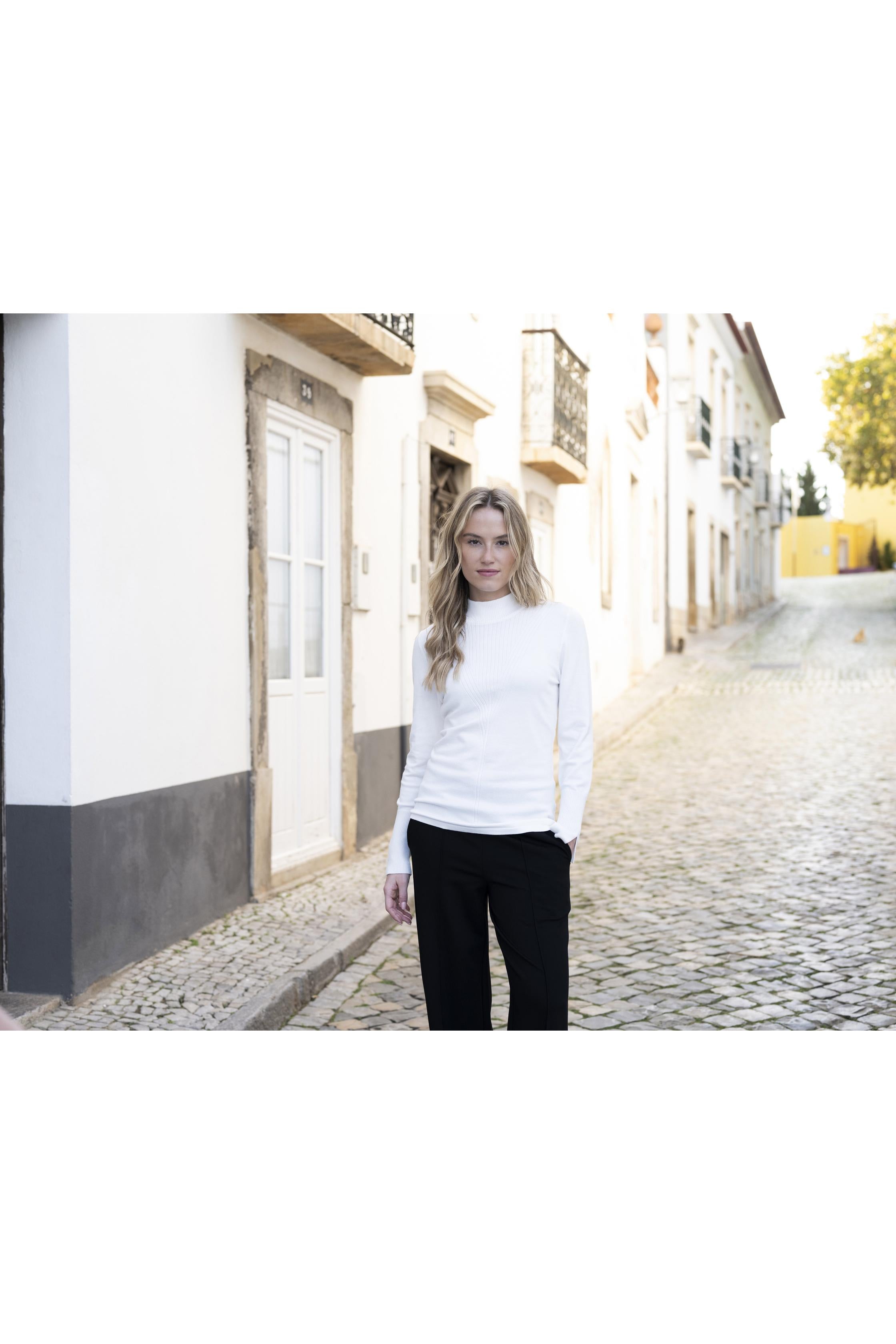 KADOU BOUTIQUE Chevron Knit Turtleneck Sweater — main product shot