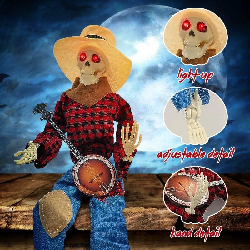 Light-Up Guitarist Skeleton: Spooky Halloween Decoration