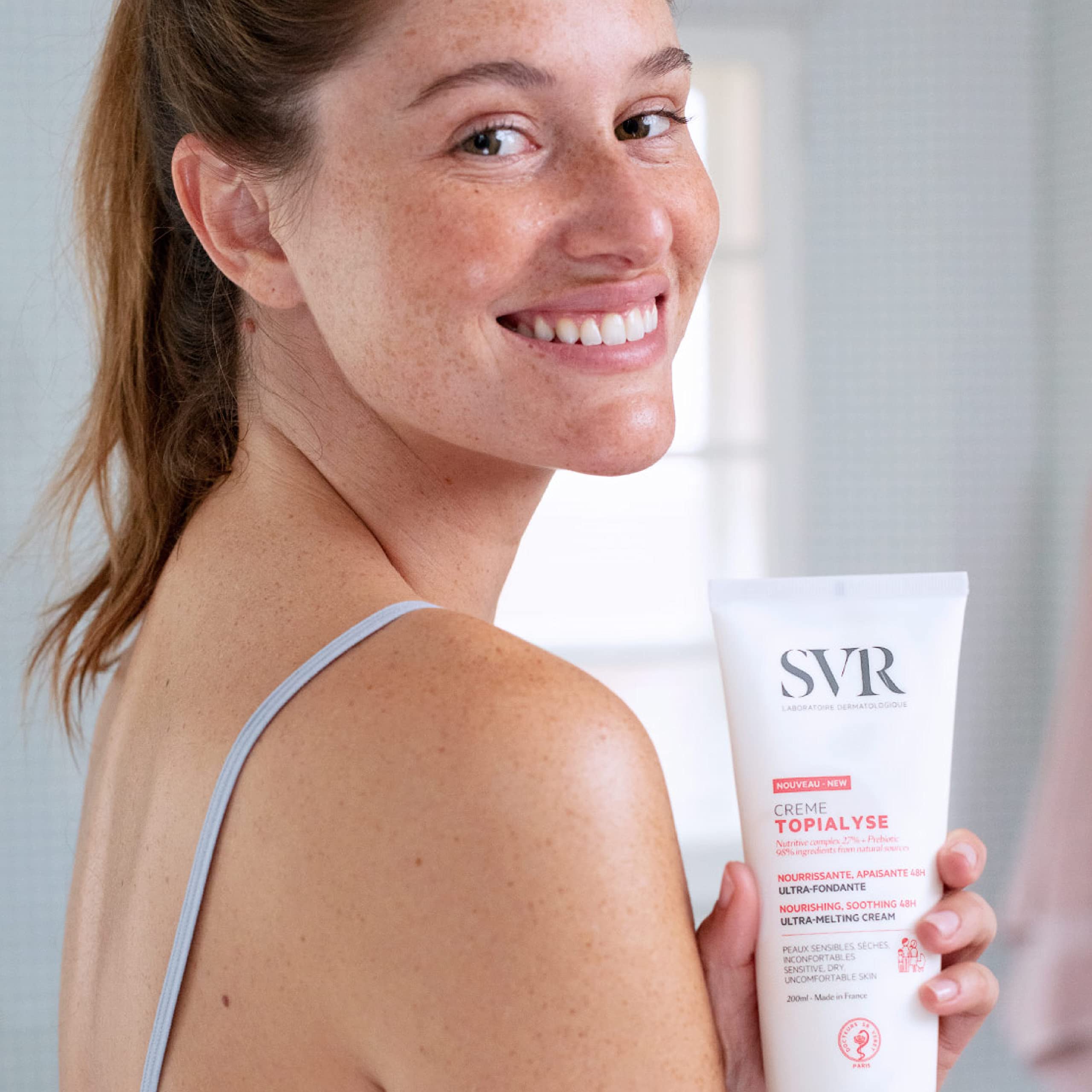 SVR Creme Topialyse Moisturizing Body Cream - Natural Skincare for Sensitive Skin, Family-Friendly