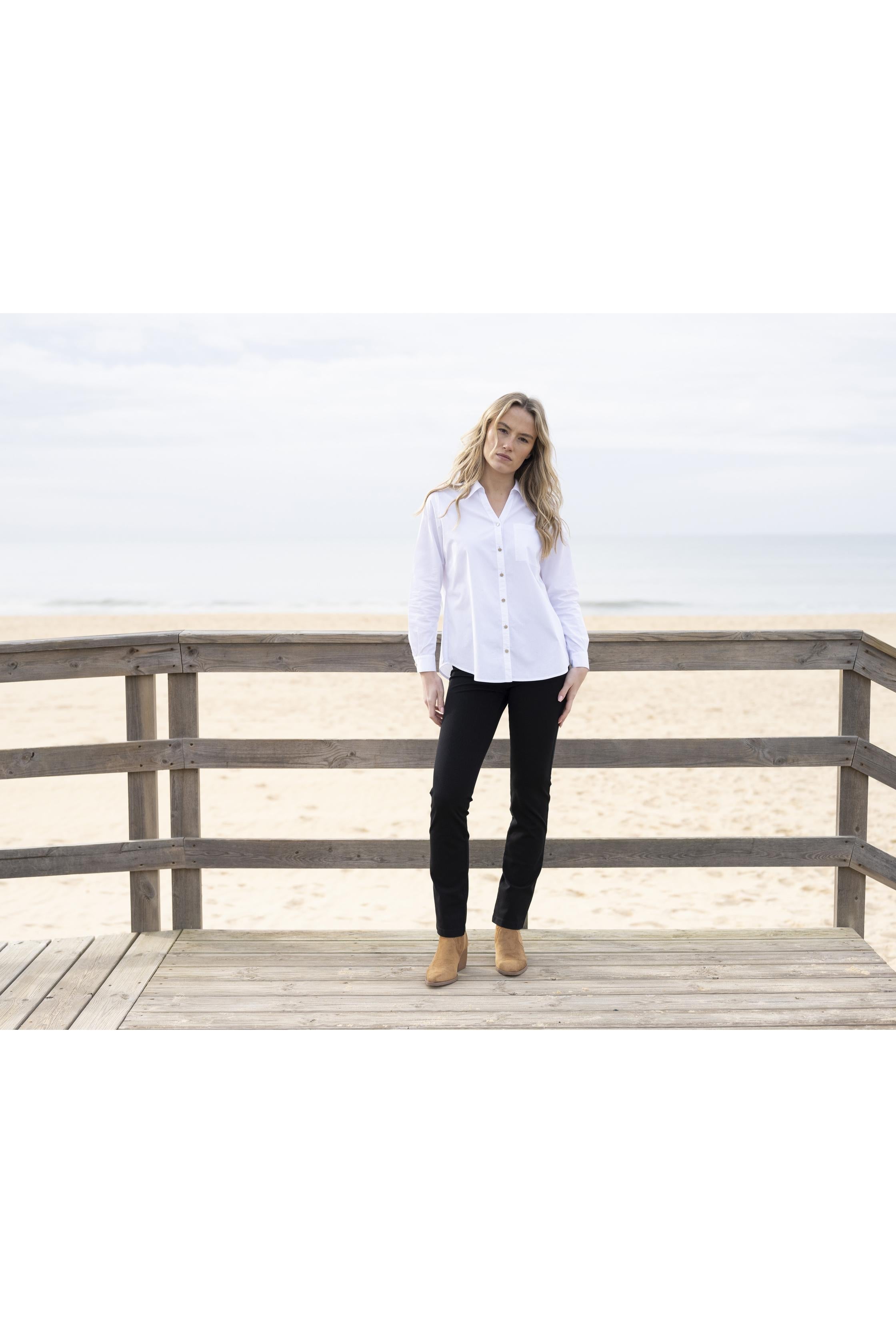 KADOU BOUTIQUE Classic Cotton Button-Down Shirt — back view