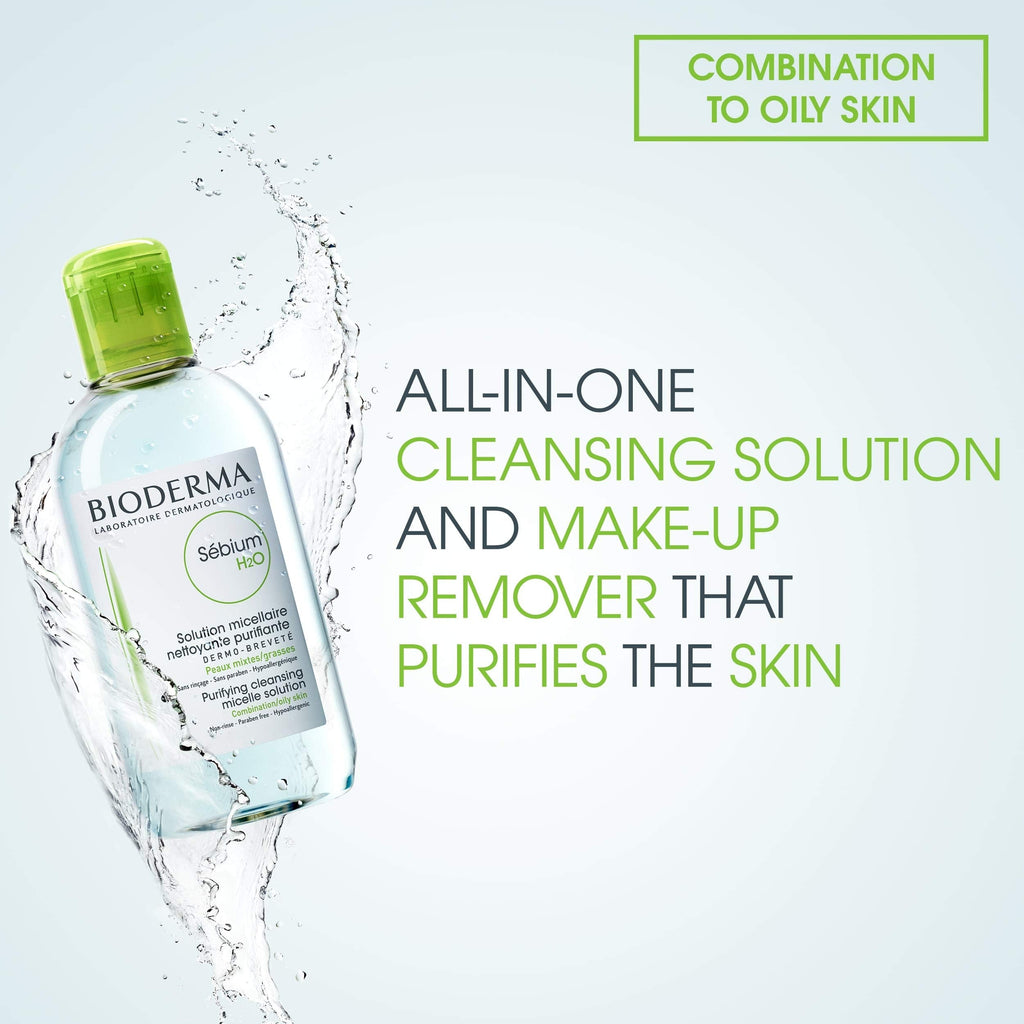 Bioderma Sebium Skincare Set for Oily Skin - Gentle Cleansing & Non-Comedogenic - Sebium H2O & Foaming Gel
