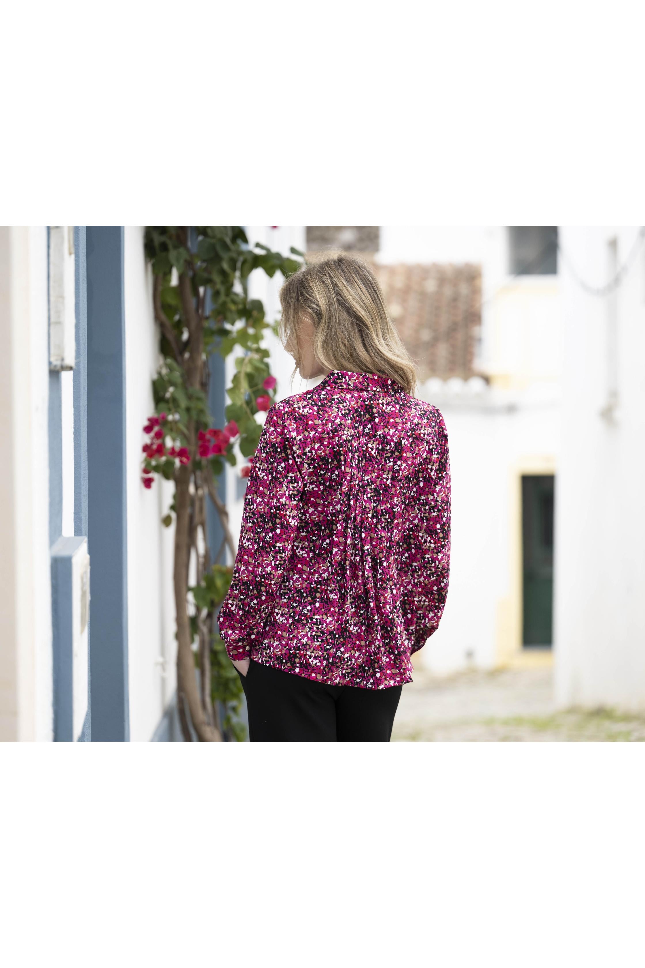 KADOU BOUTIQUE Collared Multi Print Blouse — alternative angle