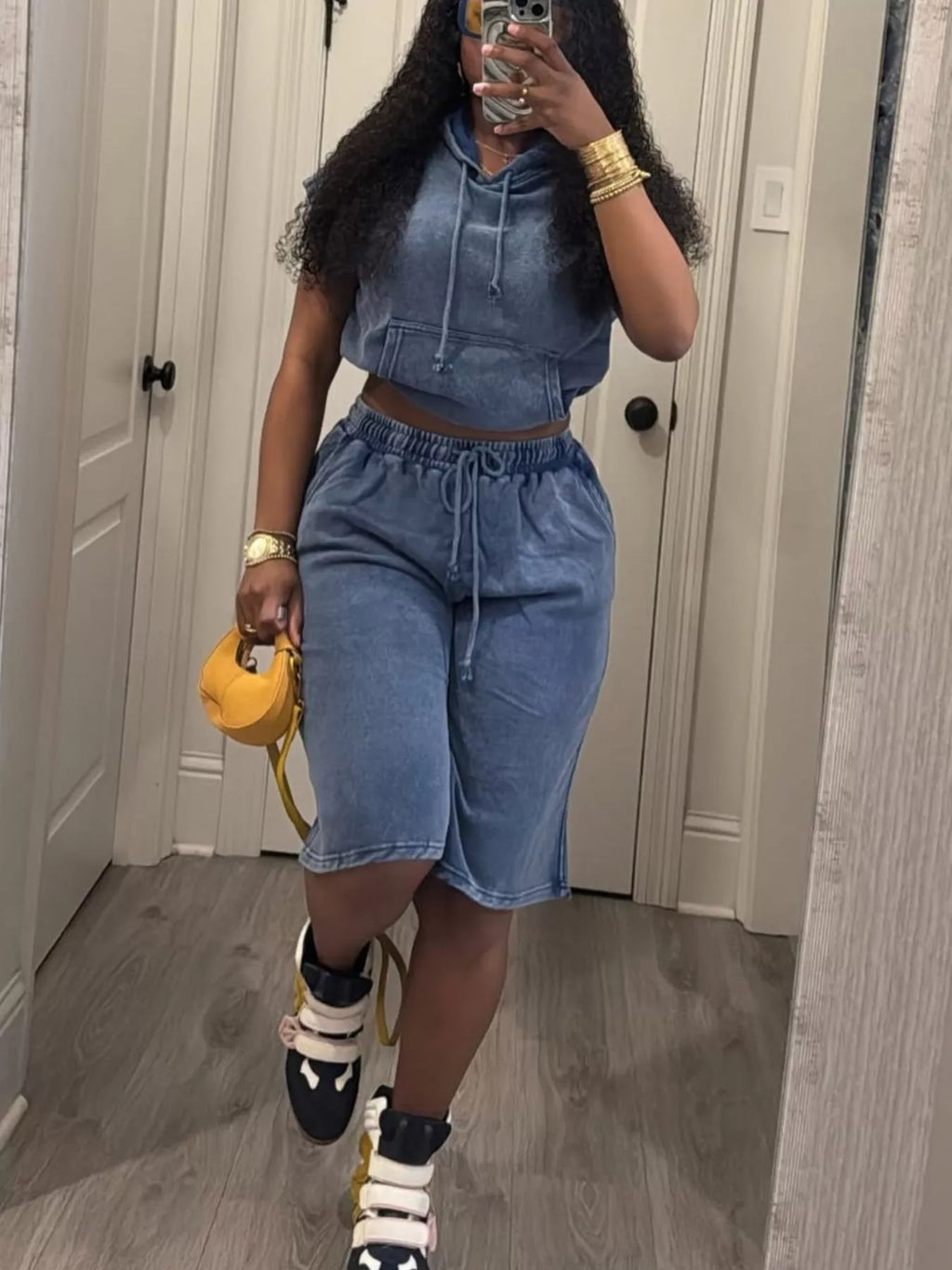 Hooded Crop Top and Shorts Set