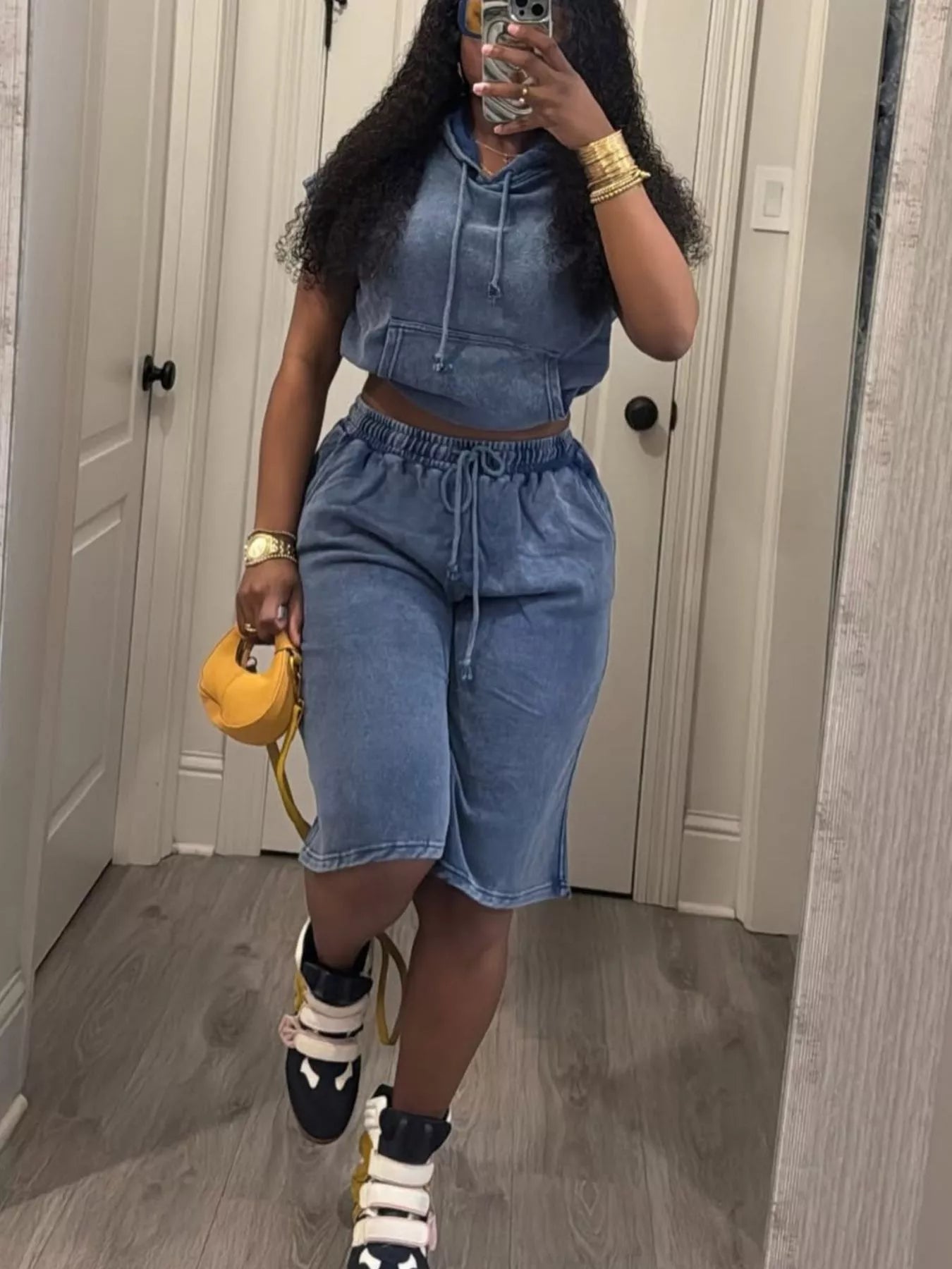 Hooded Crop Top and Shorts Set