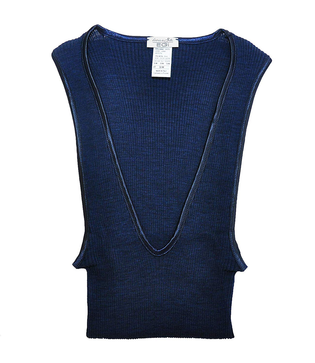 tittimitti EGI Luxury Wool Silk V-Neck Tank Top. Proudly Made in Italy. — back view
