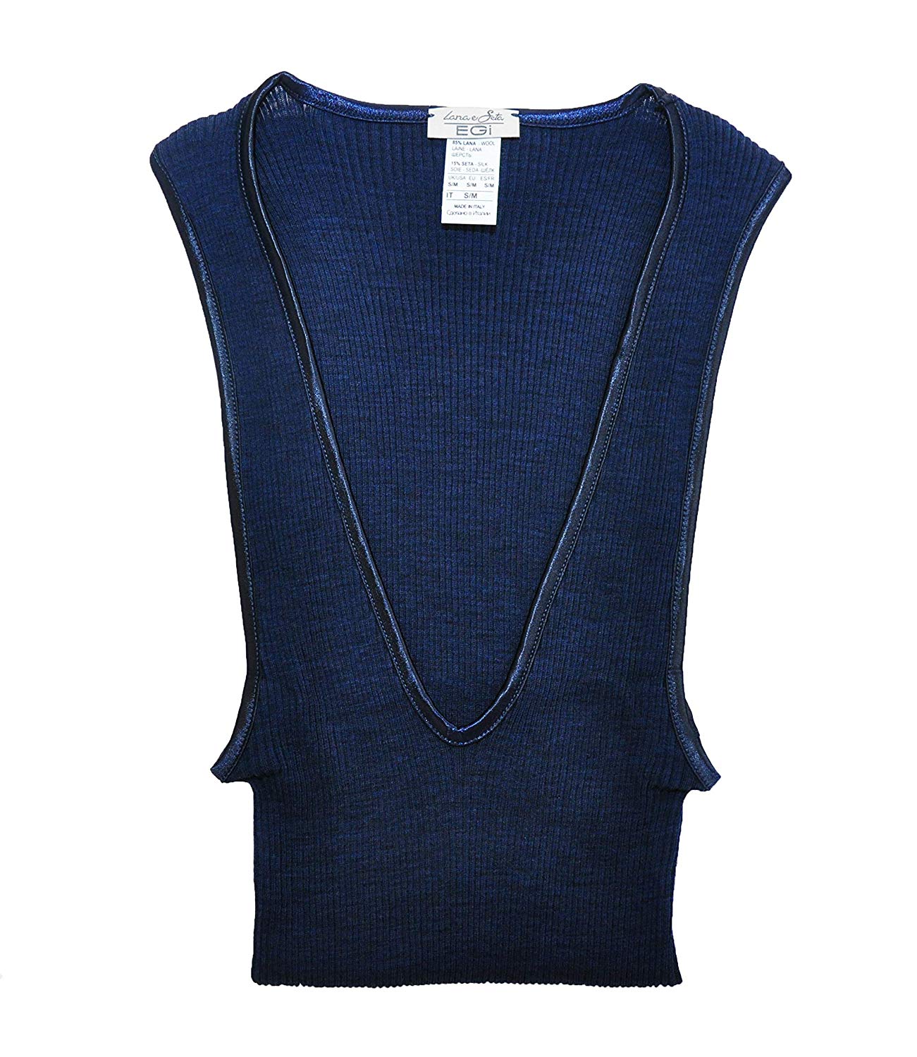 tittimitti EGI Luxury Wool Silk V-Neck Tank Top. Proudly Made in Italy. — back view