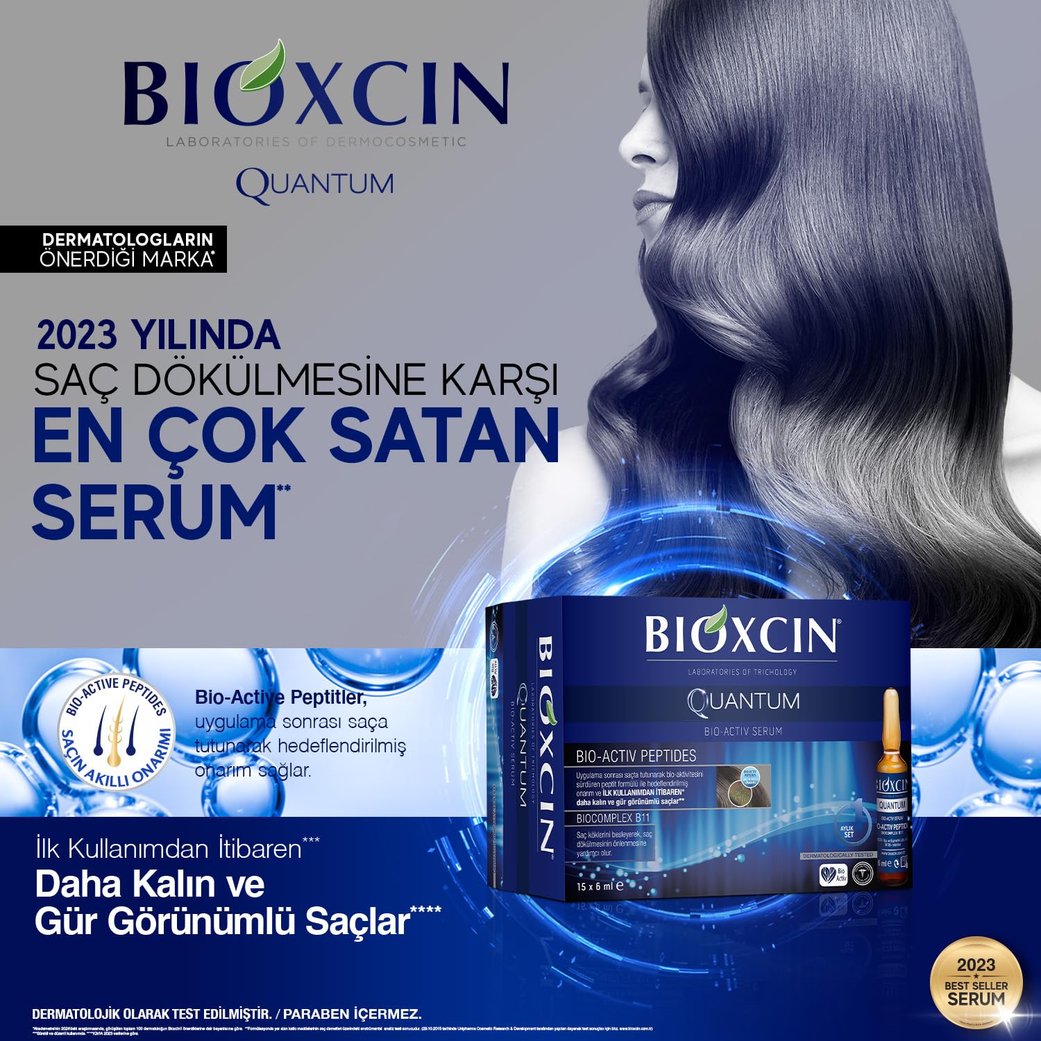 Bioxcin Quantum Extra Volume & Care Serum 15x6 ml - Stringing Flowing Hair
