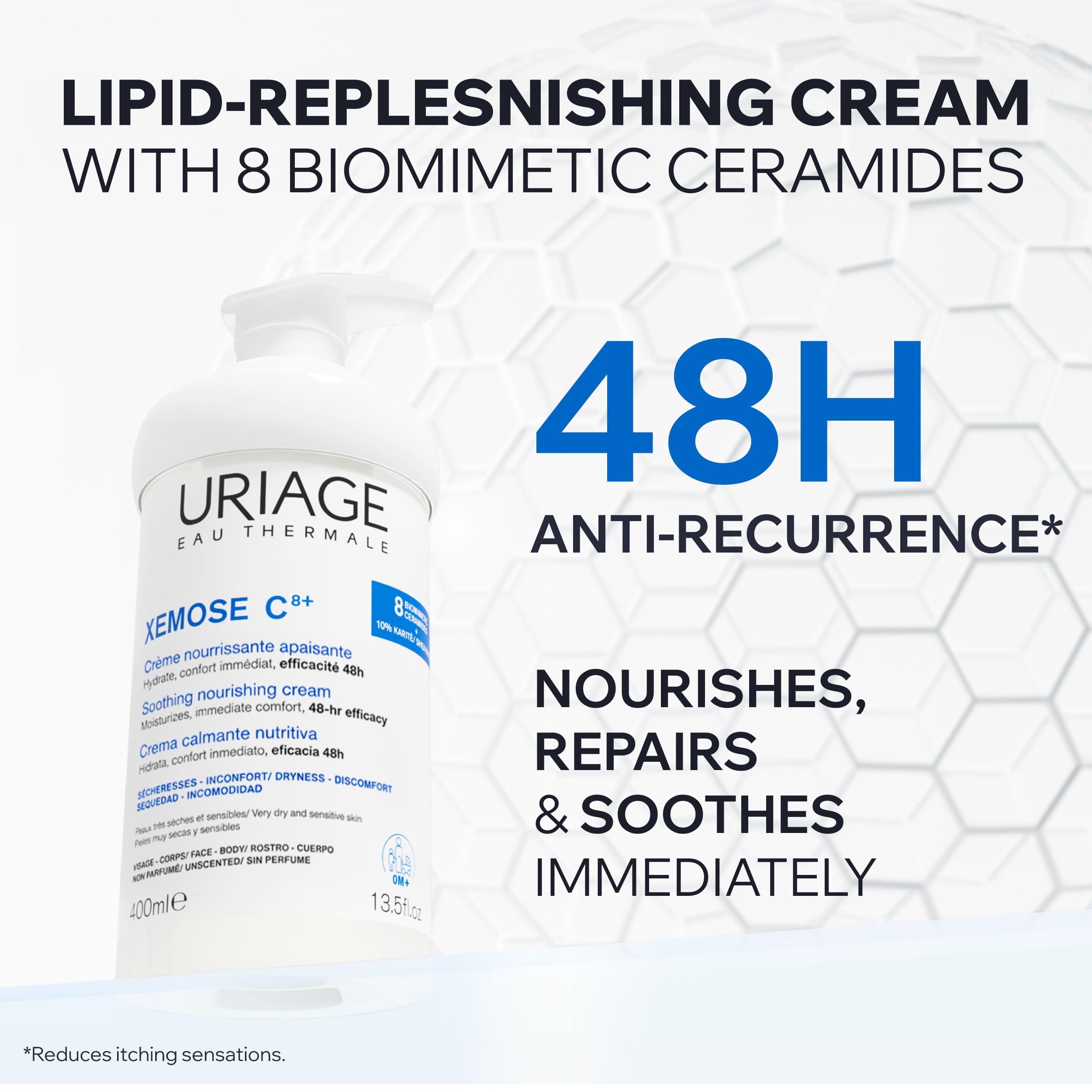 Uriage Uriage Xemose Lipid Replenishing Cream 400ml - Moisturizing Cream for Dry Skin, Hydrating Face & Body Cream for Babies & Adults