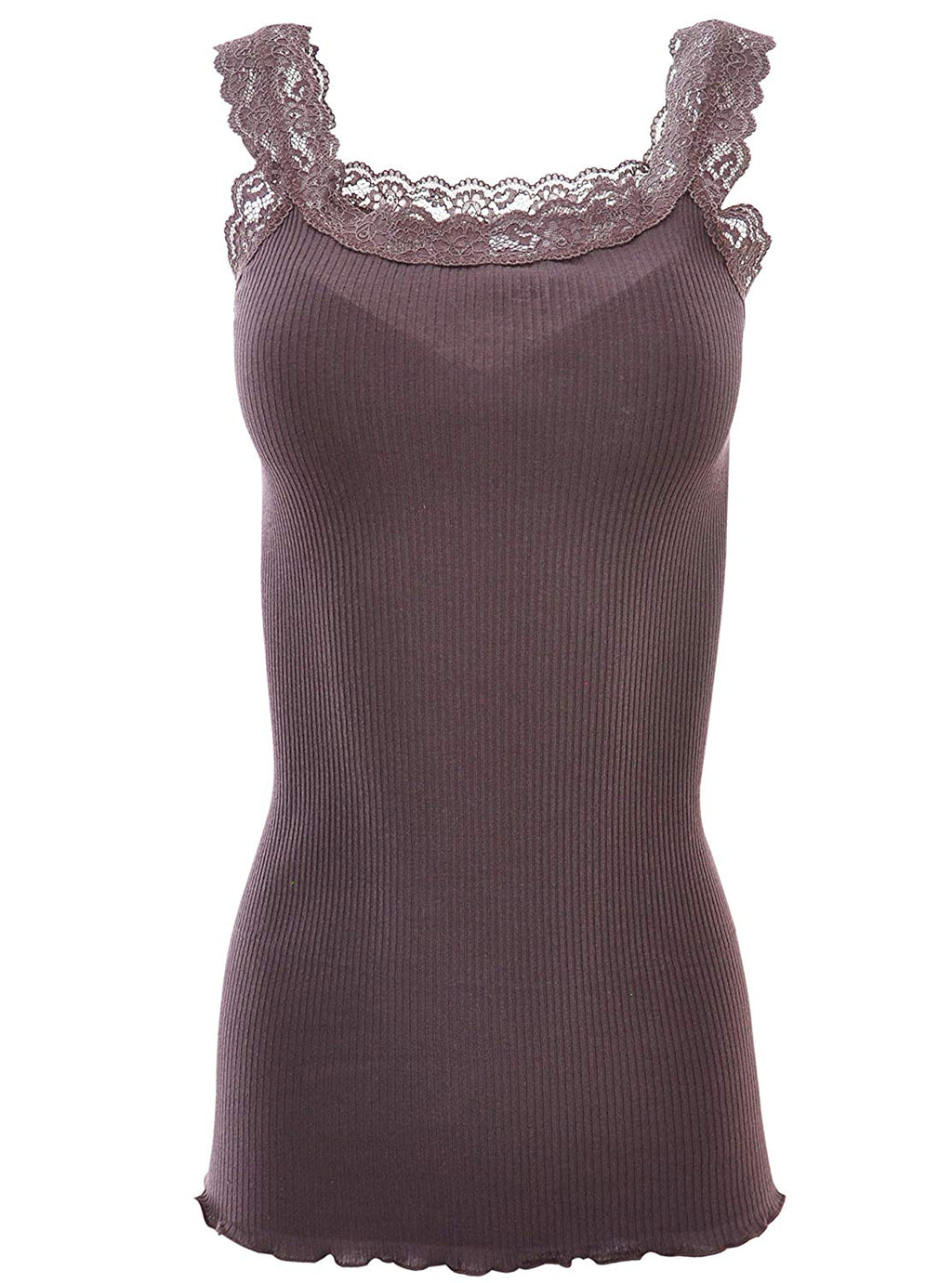 tittimitti BASIC COTTON Free Spirit Premium Quality 100% Cotton Women's Lace Trim Tank Top Made in Italy — color detail