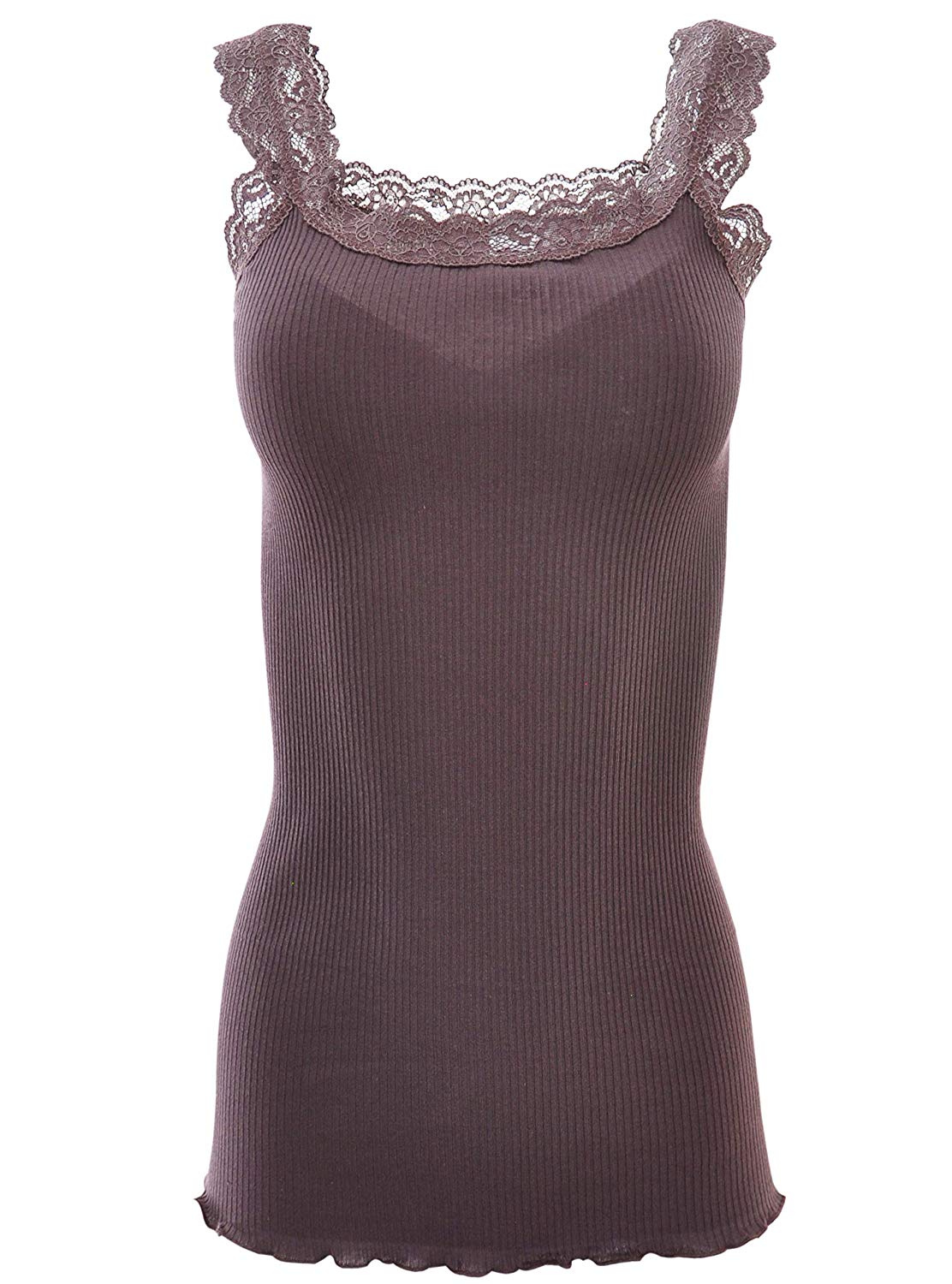 tittimitti BASIC COTTON Free Spirit Premium Quality 100% Cotton Women's Lace Trim Tank Top Made in Italy — color detail