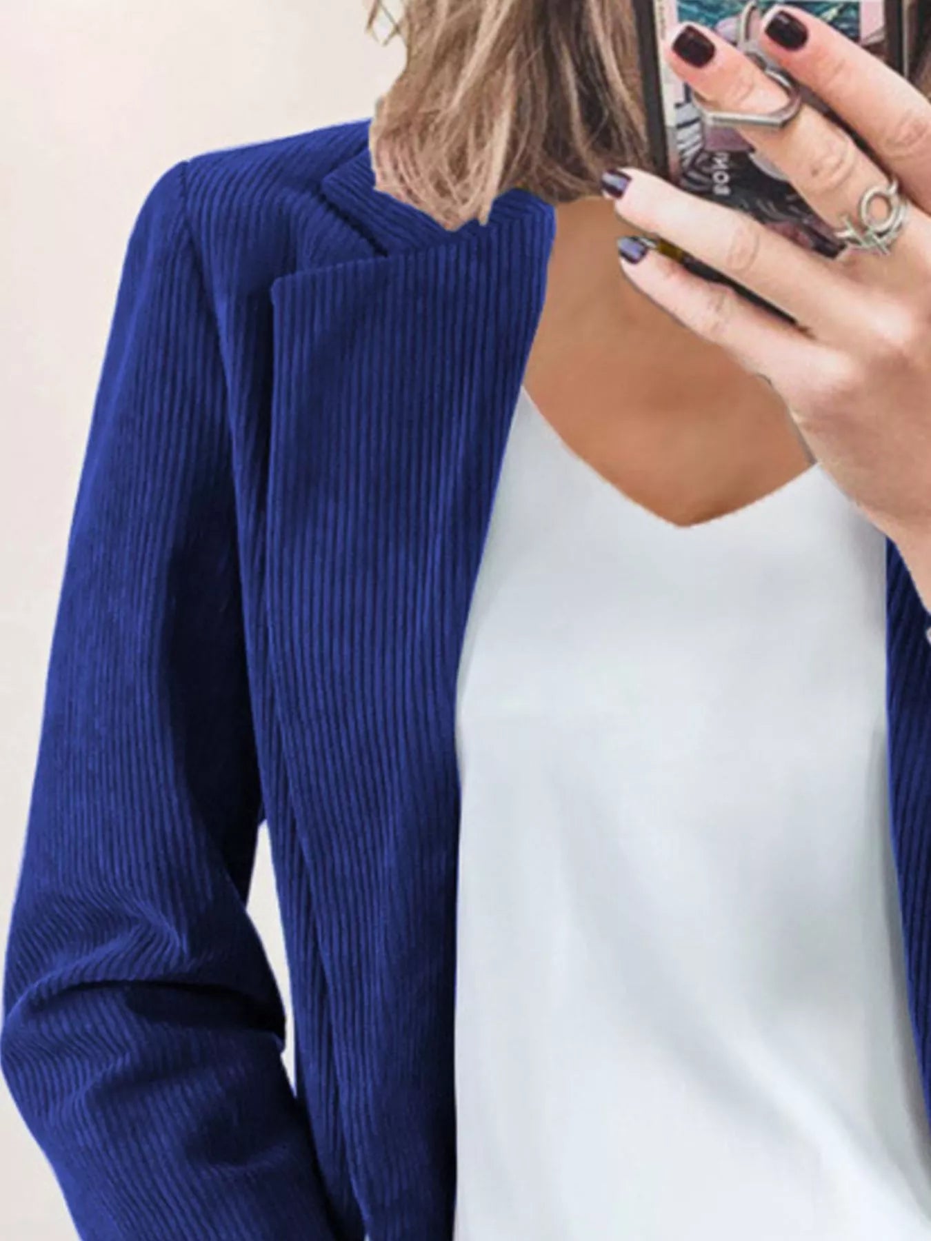 Corduroy Lapel Collar Casual Blazer