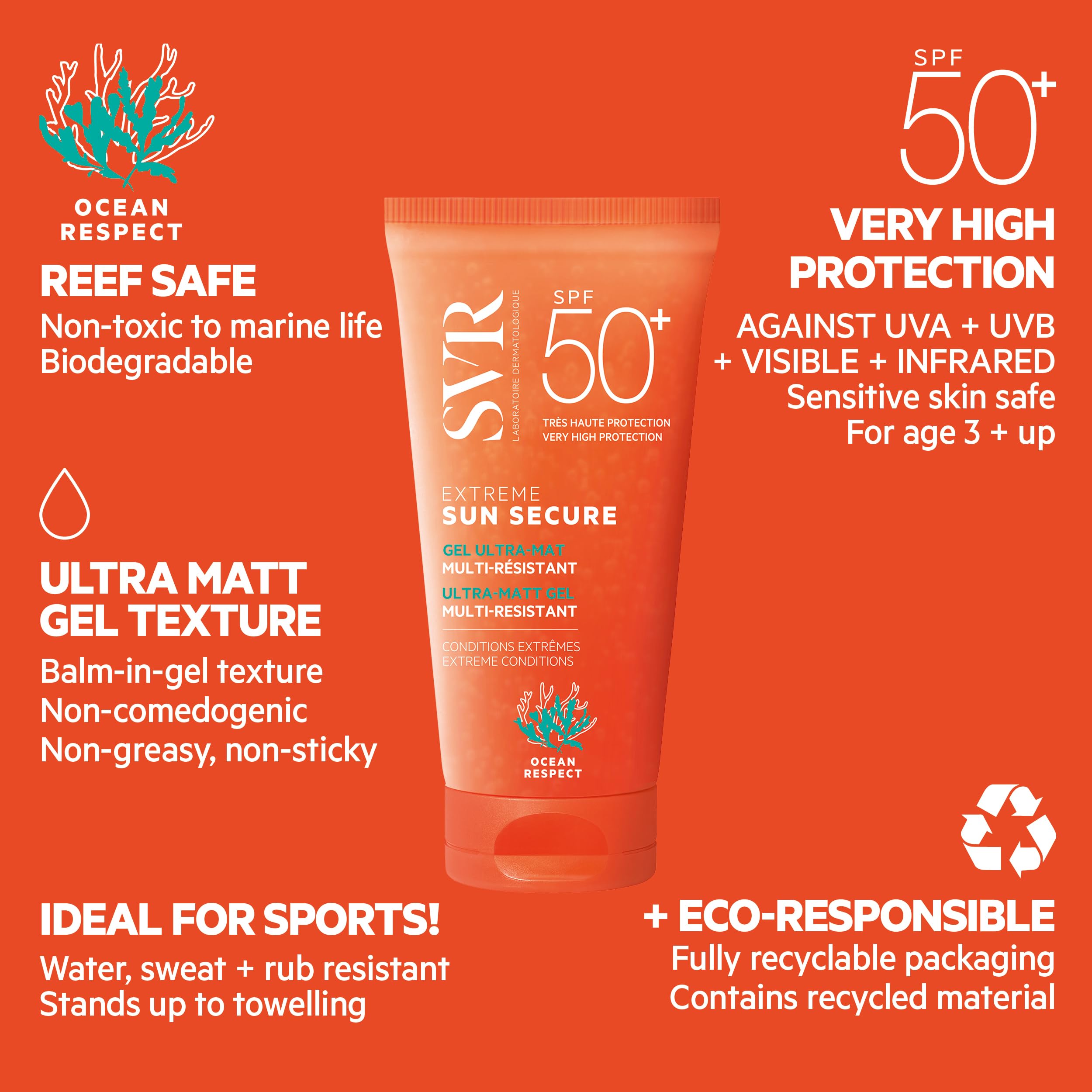 SVR Extreme Sun Secure Ultra Matt Gel Sunscreen SPF50+ for Sun Protection