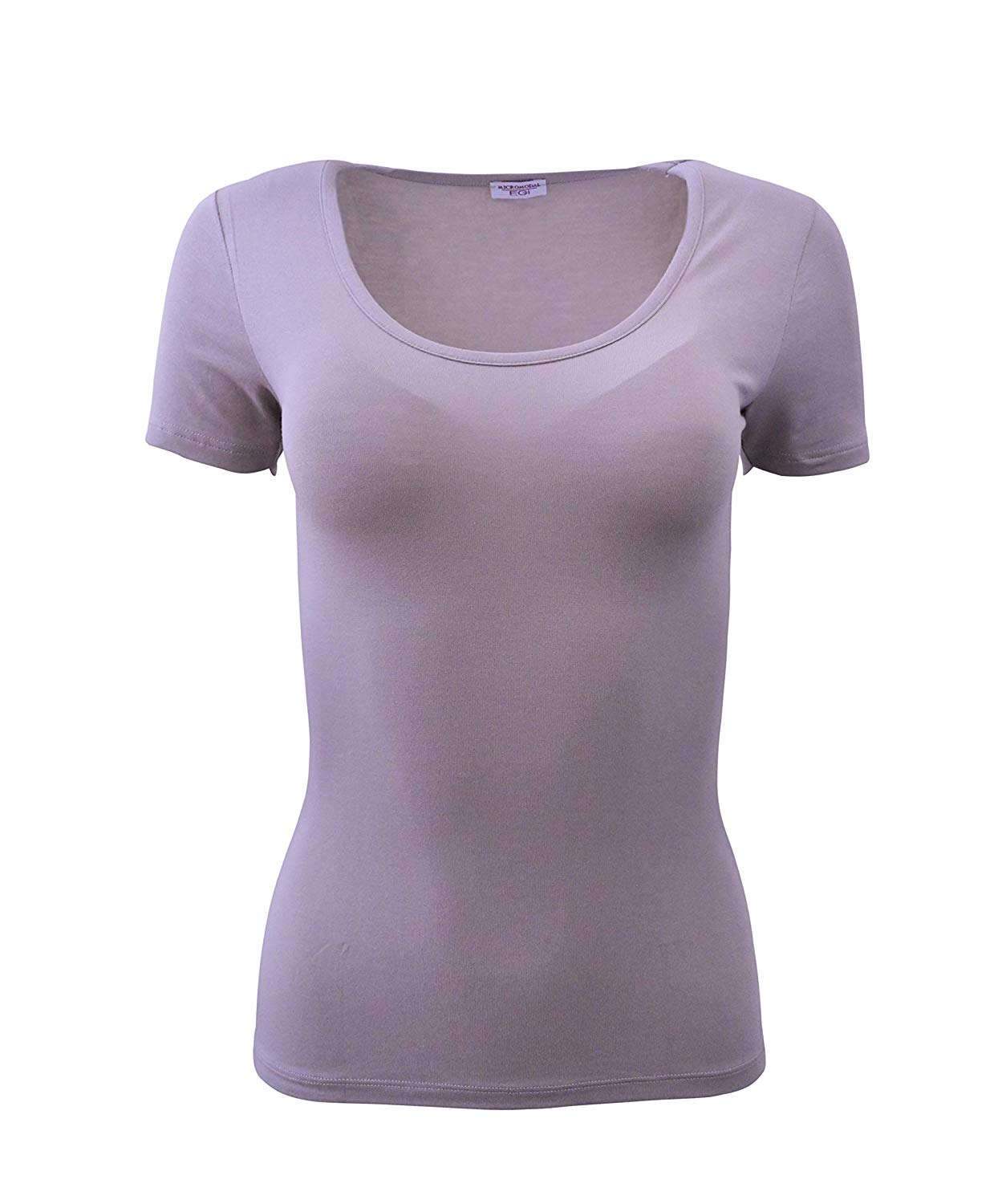 tittimitti EGI Luxury Modal Women's T-Shirt. Proudly Made in Italy ( Deep Crew Neck 1142) — detail close-up