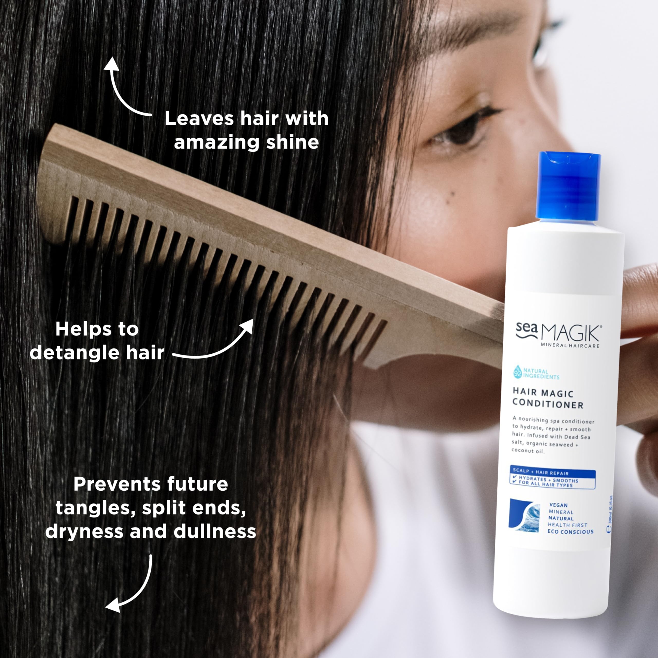 Dead Sea Spa Magik Hair Conditioner - Moisturizing, Natural, Organic Hair Care with Dead Sea Minerals & Coconut Oil