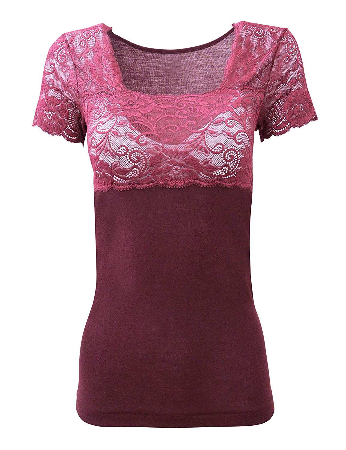 tittimitti Mare Luxury Merino Wool Blend Women's Top with Lace. Proudly Made in Italy. — detail close-up