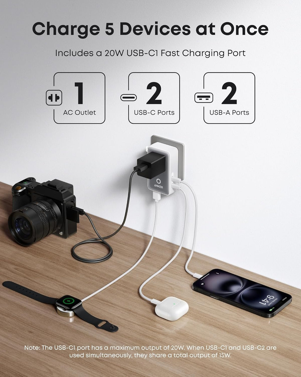 Anker Nano Travel Adapter (5-in-1, 20W, 1-Pack), view 3