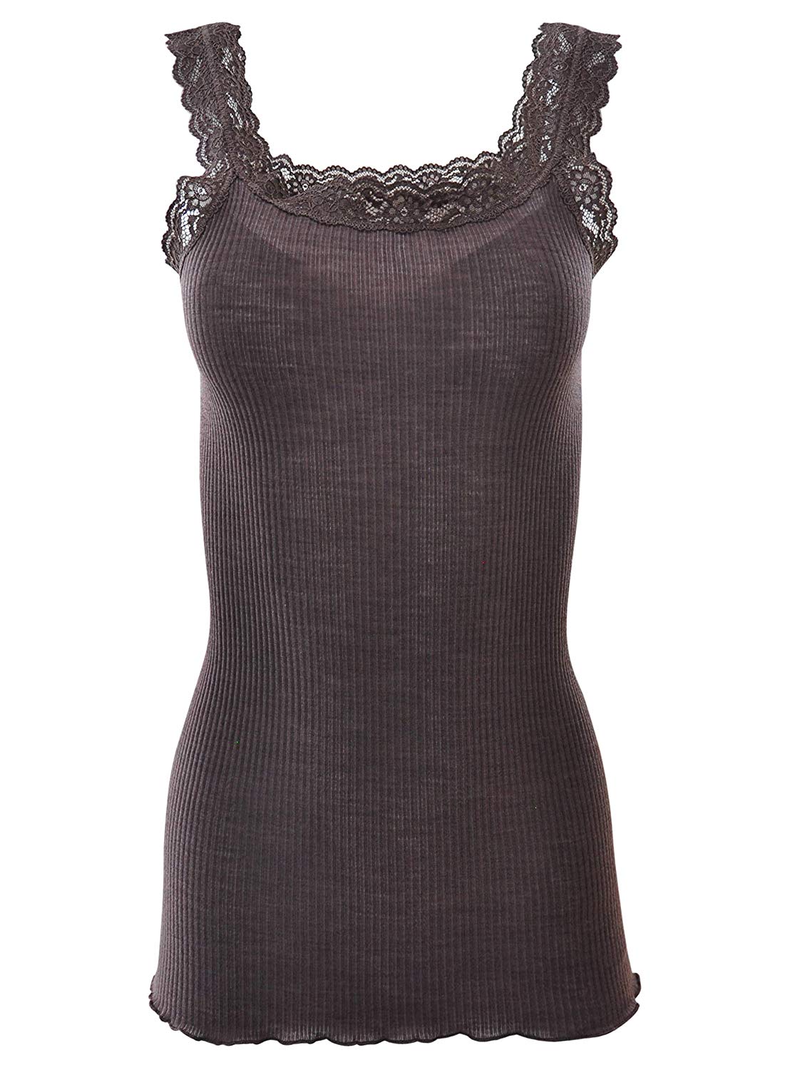 tittimitti EGi Luxury Wool Silk Lace Trim Tank Top. Proudly Made in Italy (1491) — detail close-up