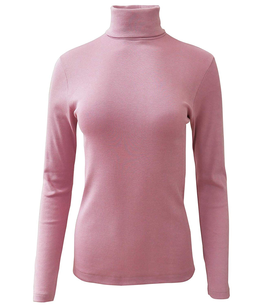tittimitti BASIC COTTON Free Spirit Premium Quality 100% Brushed Cotton Women's Turtleneck Top.Made in Italy (655) — back vie