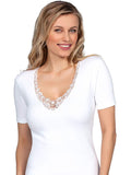 tittimitti MaRe Premium Quality 100% Brushed Cotton Women's T-Shirt with Macramé Lace. Proudly Made in Italy. — main product 