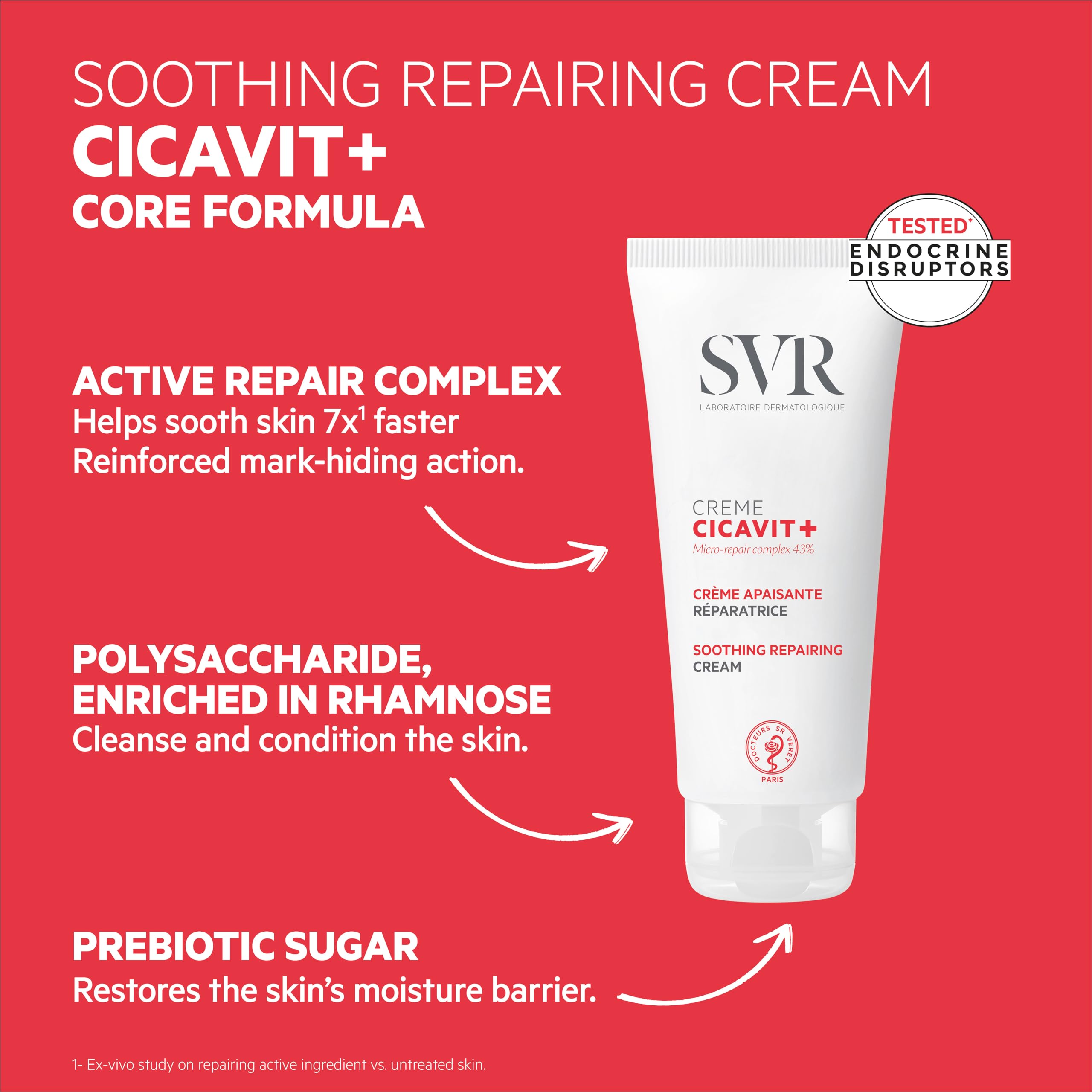 SVR Cicavit+ Creme 100ml - Soothing Moisturizing Cream for Irritated Skin, Non-Greasy, Suitable for Babies, Children, and Adults
