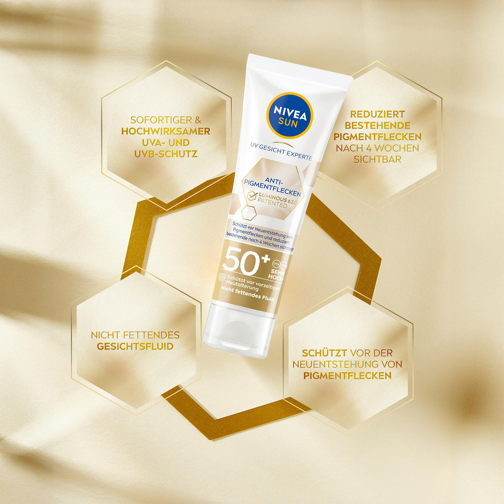Nivea Sun Luminous630 Anti-Spot Sunscreen Face Cream SPF50+ - Non-Greasy, Reduces Sun Spots, 1.35 fl oz