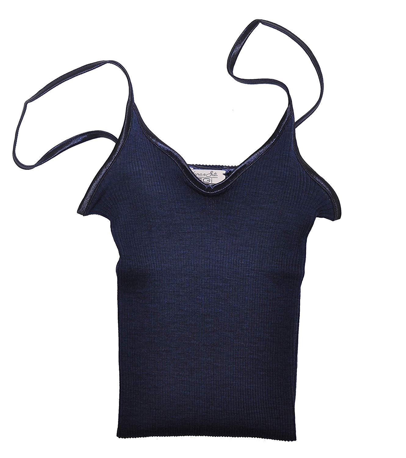 tittimitti EGi Luxury Wool Silk Camisole Spaghetti Straps Top. Proudly Made in Italy (1407) — detail close-up