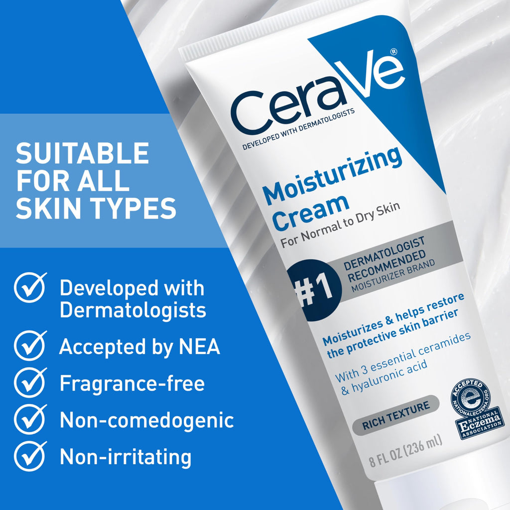 CERAVE Moisturizing Face Cream with SPF 50 - Hydrating, Non-Comedogenic Skincare for Normal to Dry Skin