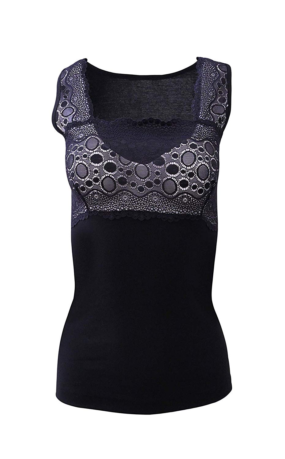 tittimitti Mare Luxury 100% Mako Cotton Women's Lace-Trimmed Tank Top. Proudly Made in Italy (263) — side view