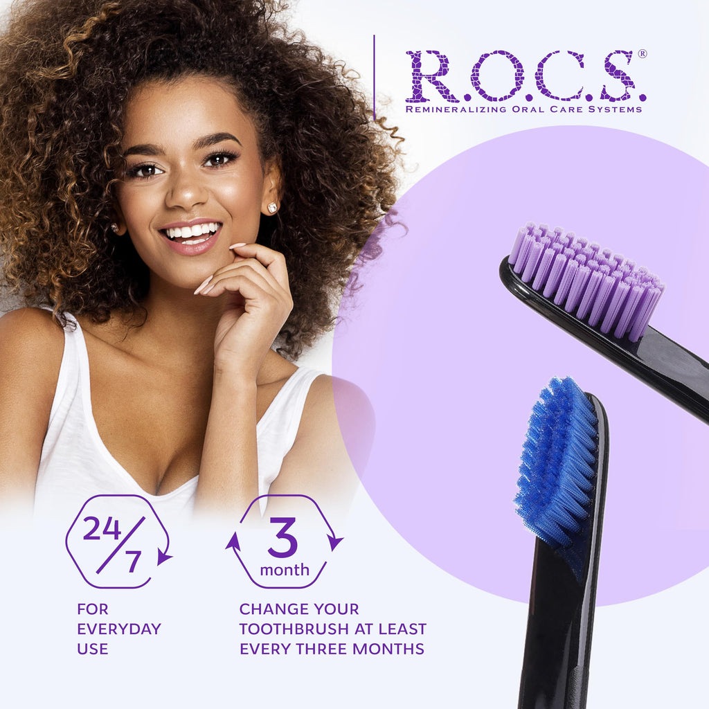 R.O.C.S. Black Edition Toothbrush - Elegant Design | Medium Hardness